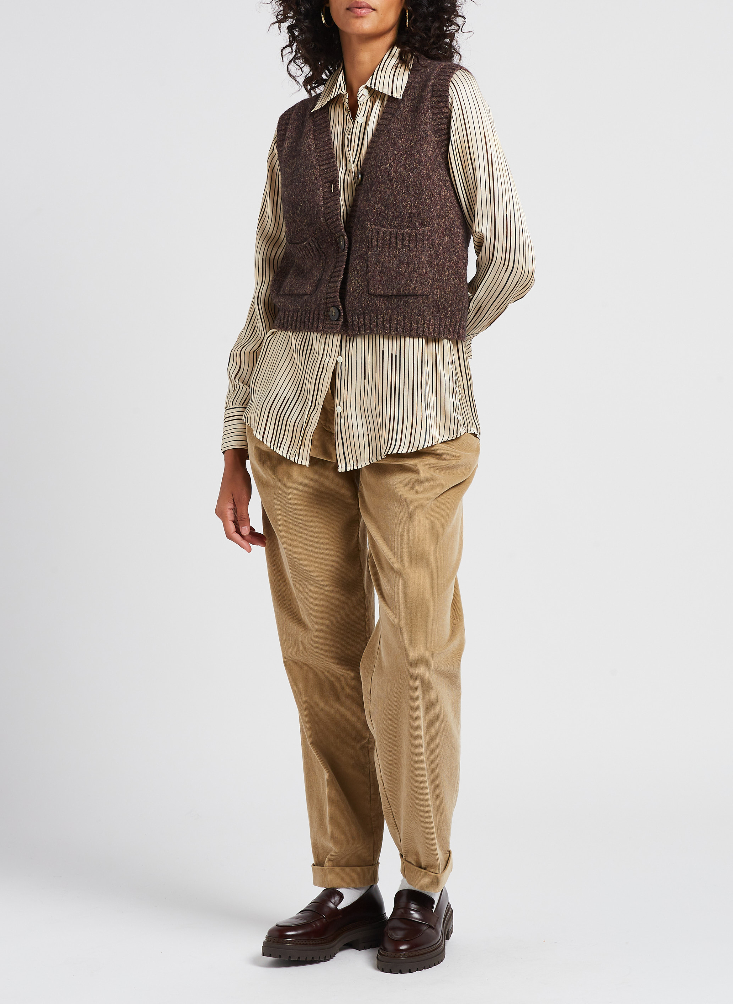 Chemise col classique rayée DIEGA Beige