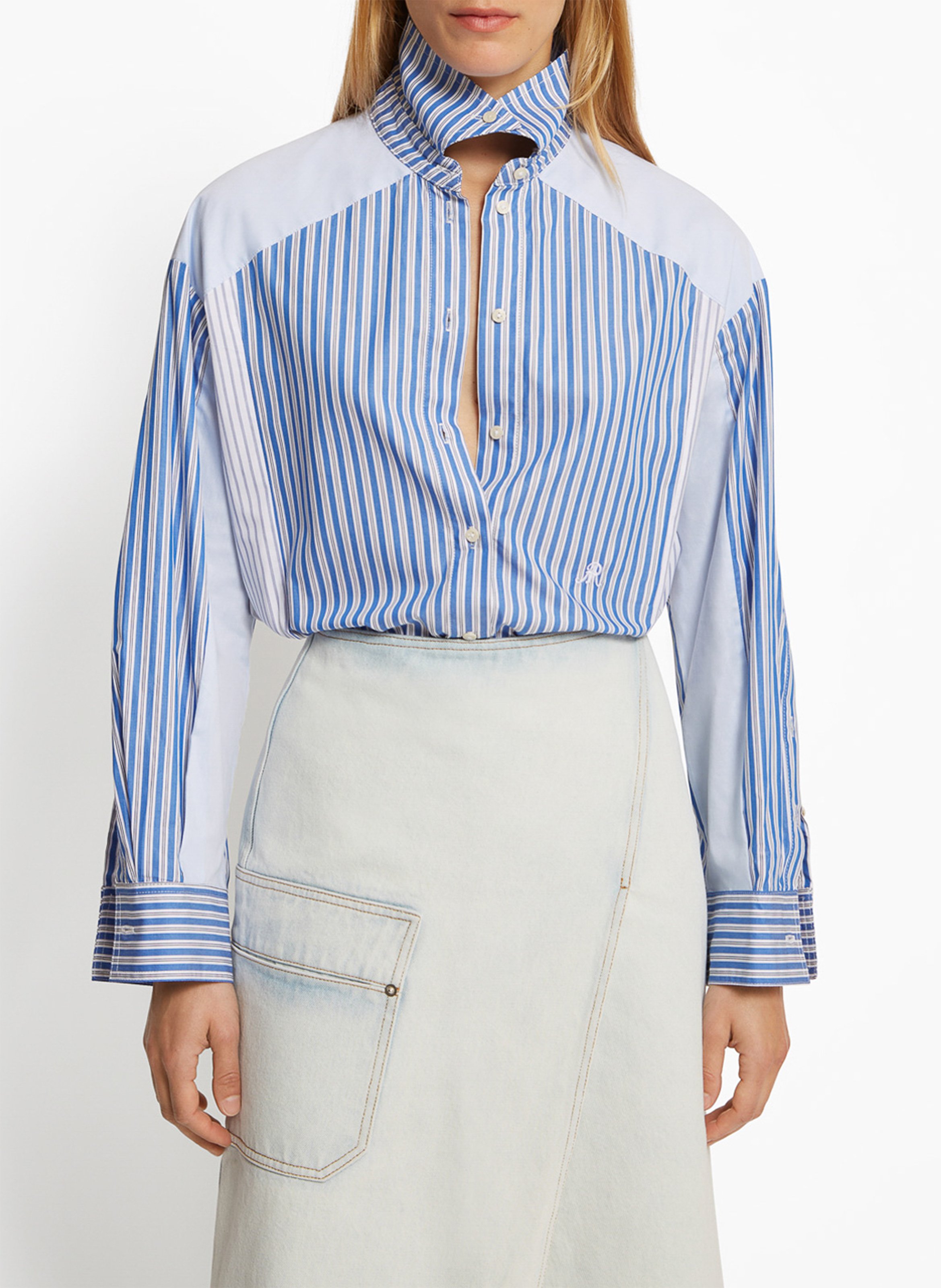 Chemise oversize boutonnée à rayures ROSEANNA Bleu