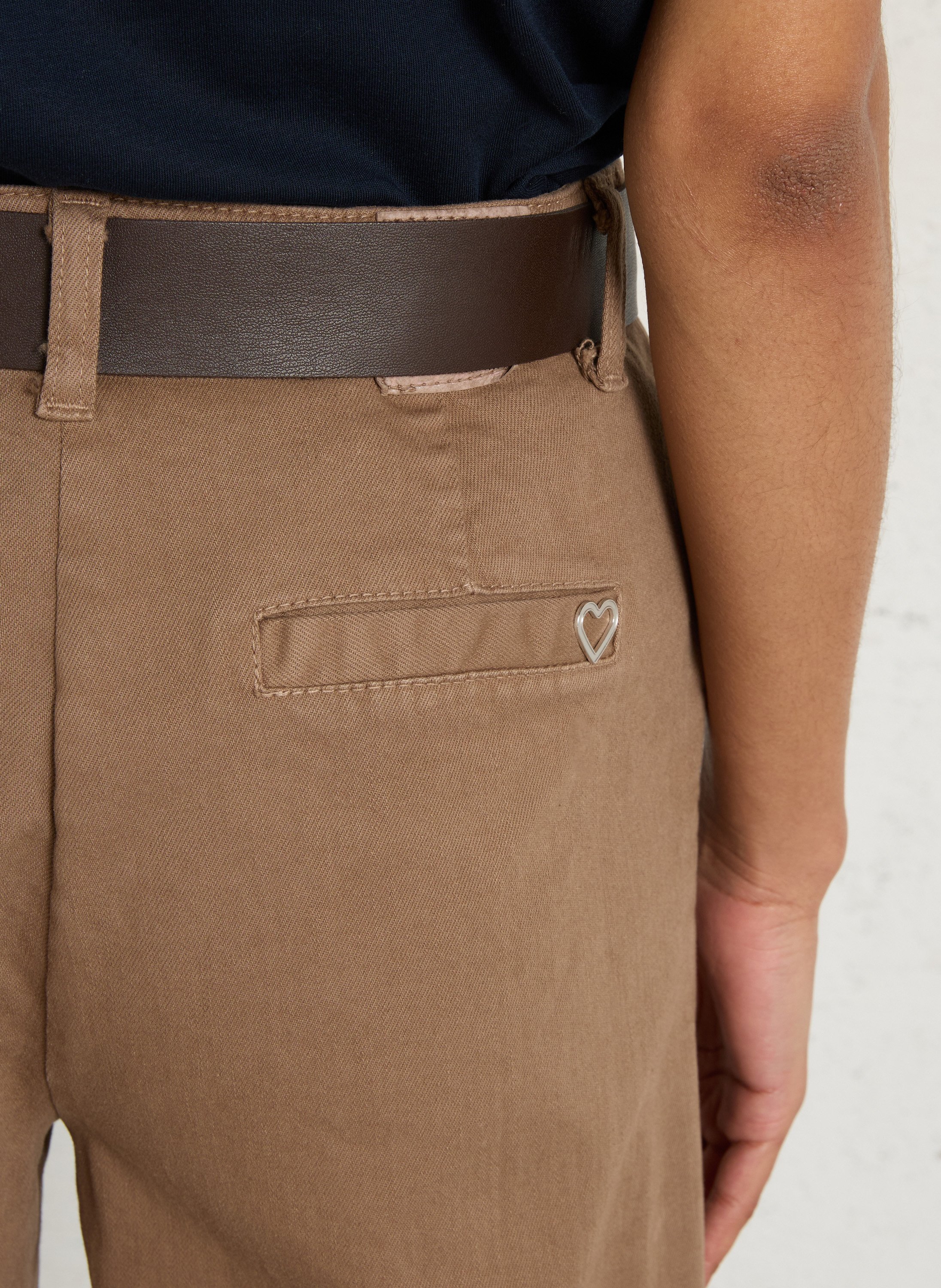 High-waisted cropped cotton-blend jeans PLEASE Brown