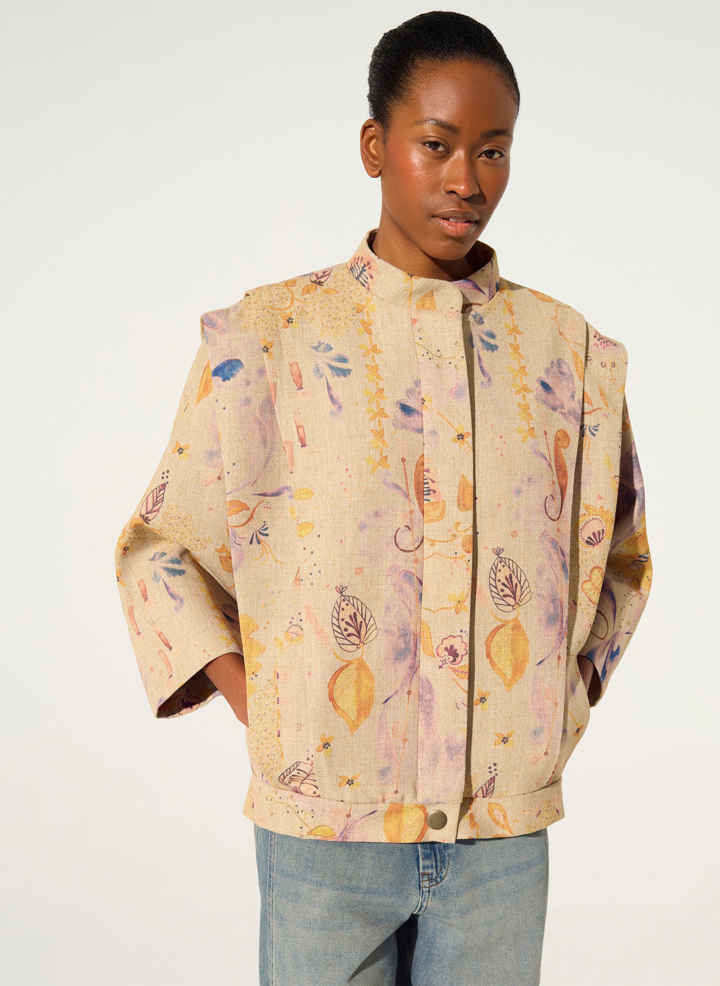 Blouson imprimé à col montant COTELAC Marron