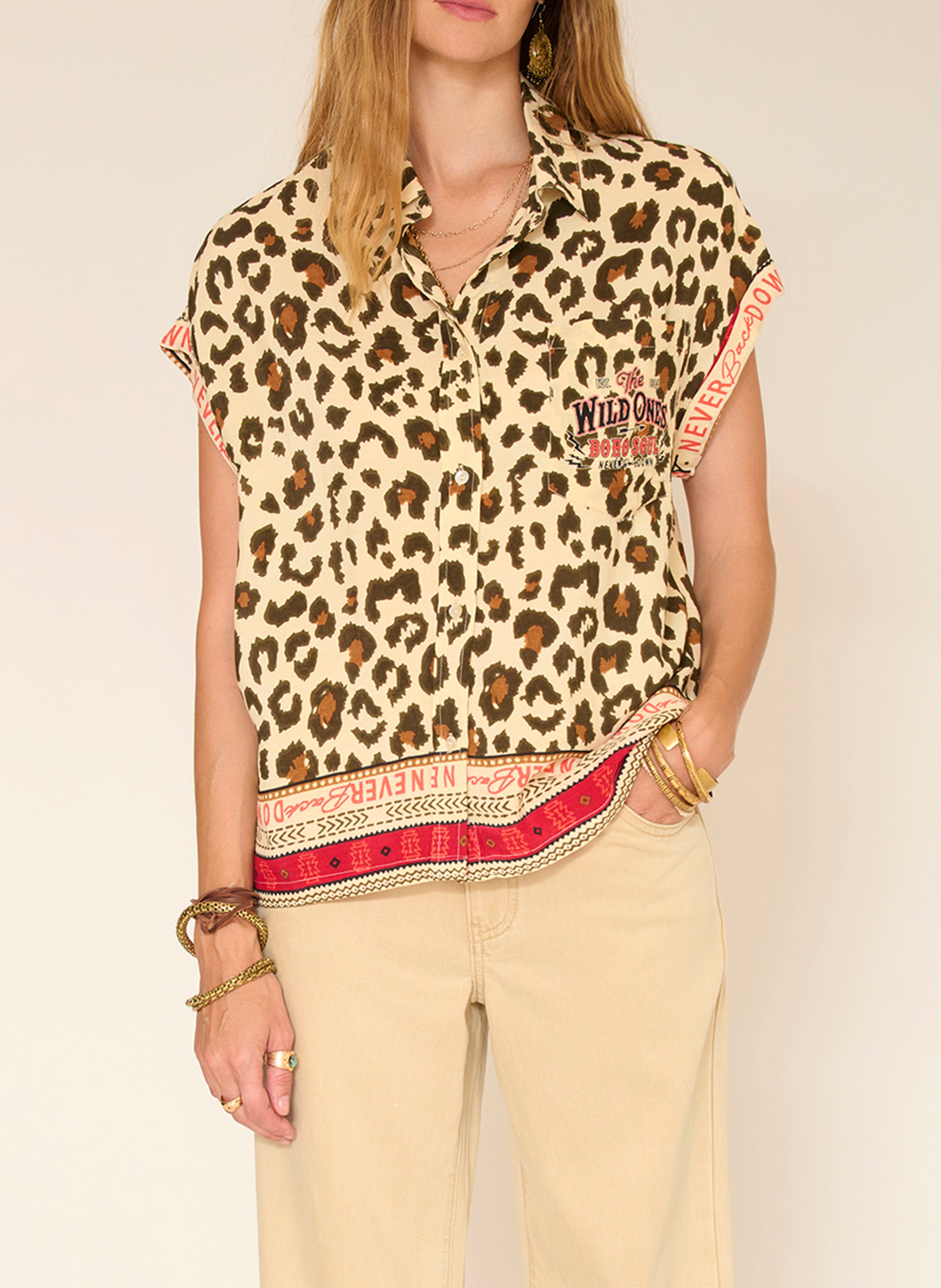 Chemise oversize imprimée MKT Beige