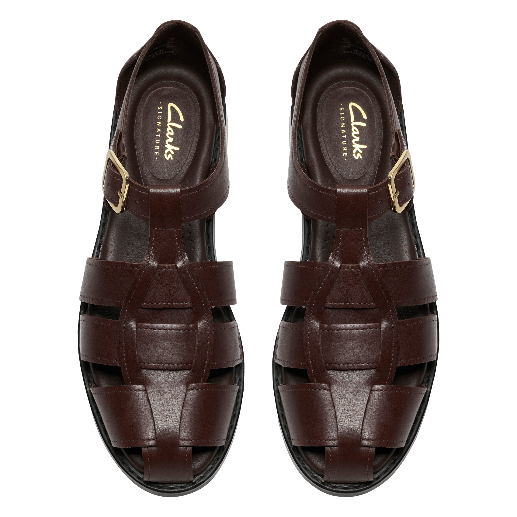 Aouda flat leather sandals CLARKS Brown