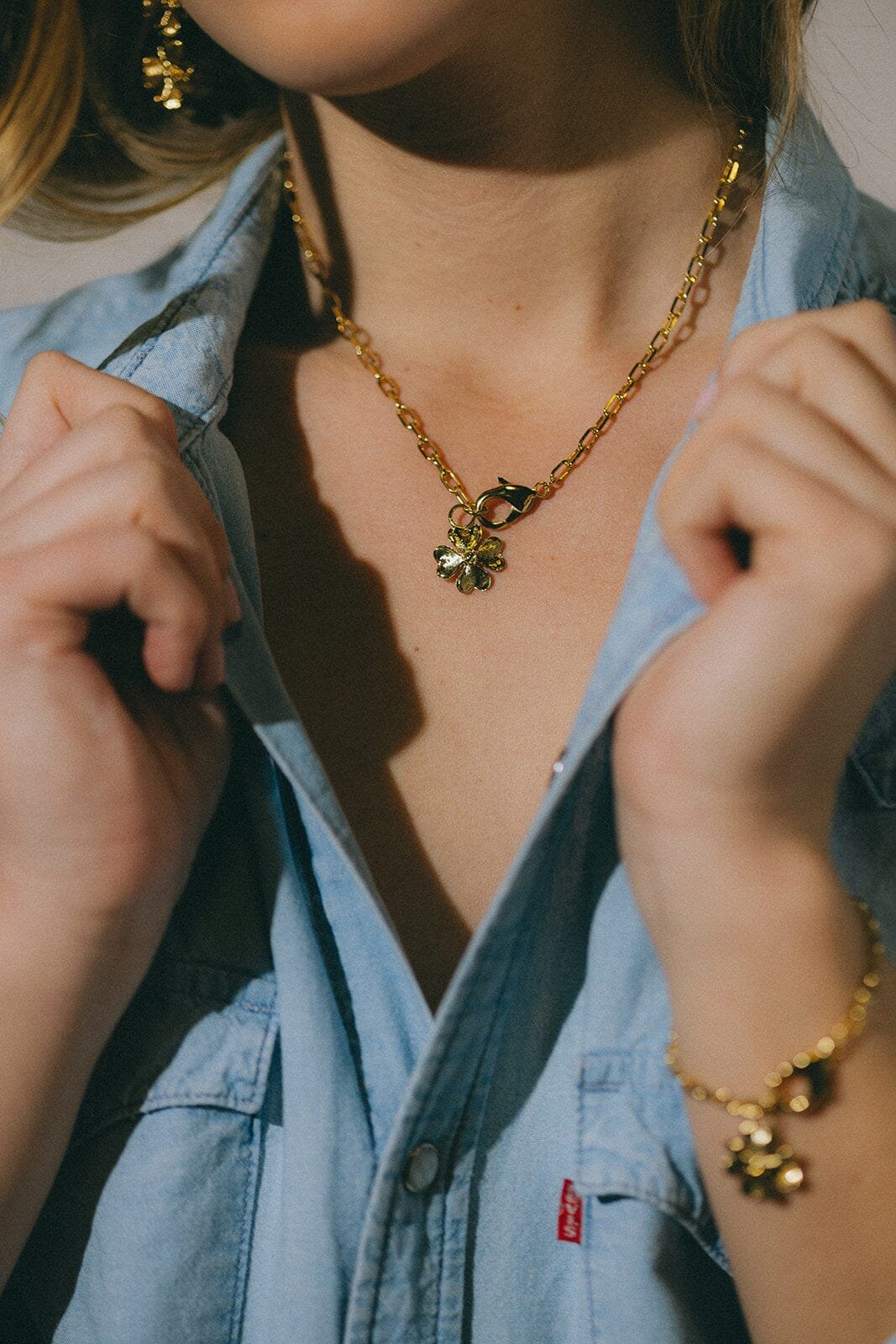 Maxi silver-plated clover necklace Golden