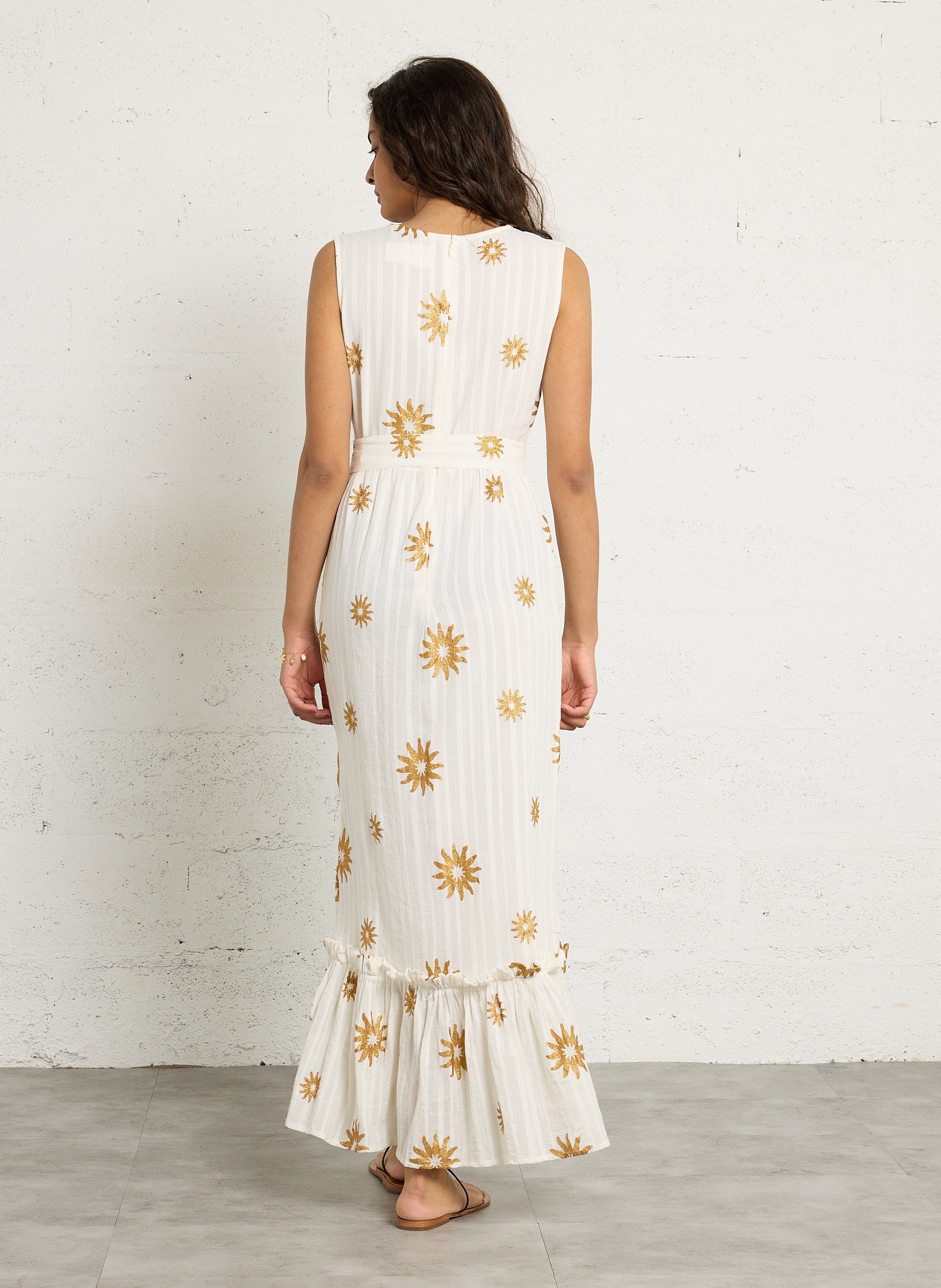 Robe longue col v en coton SUNDRESS Multicolore