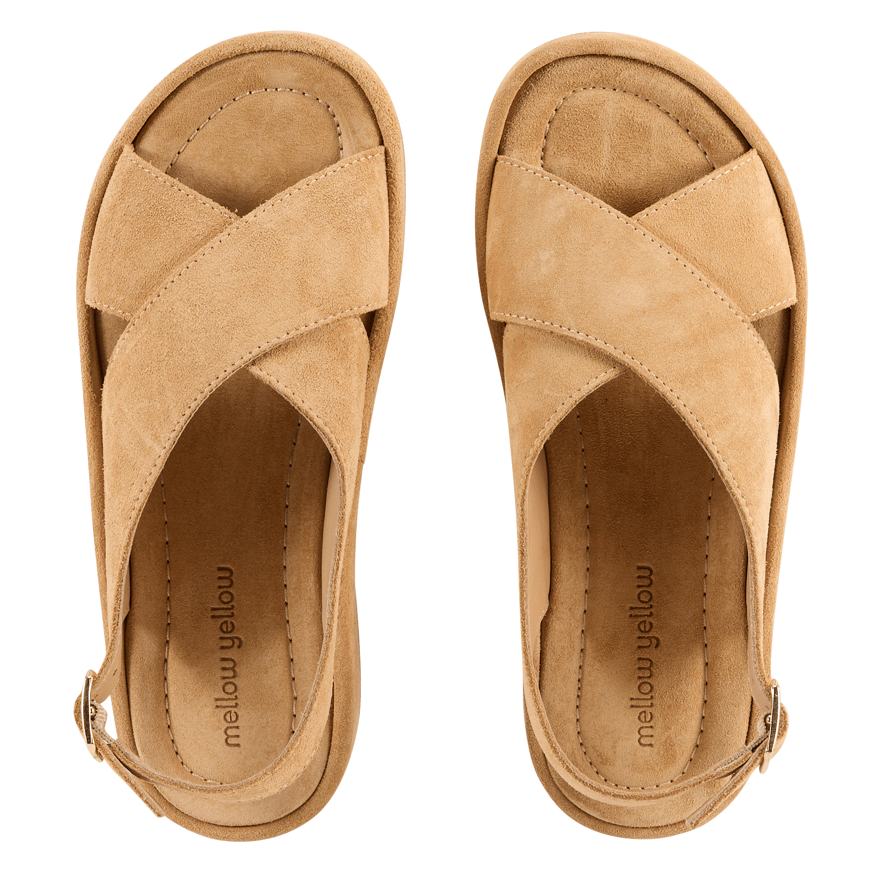 Flat leather platform sandals MELLOW YELLOW Beige