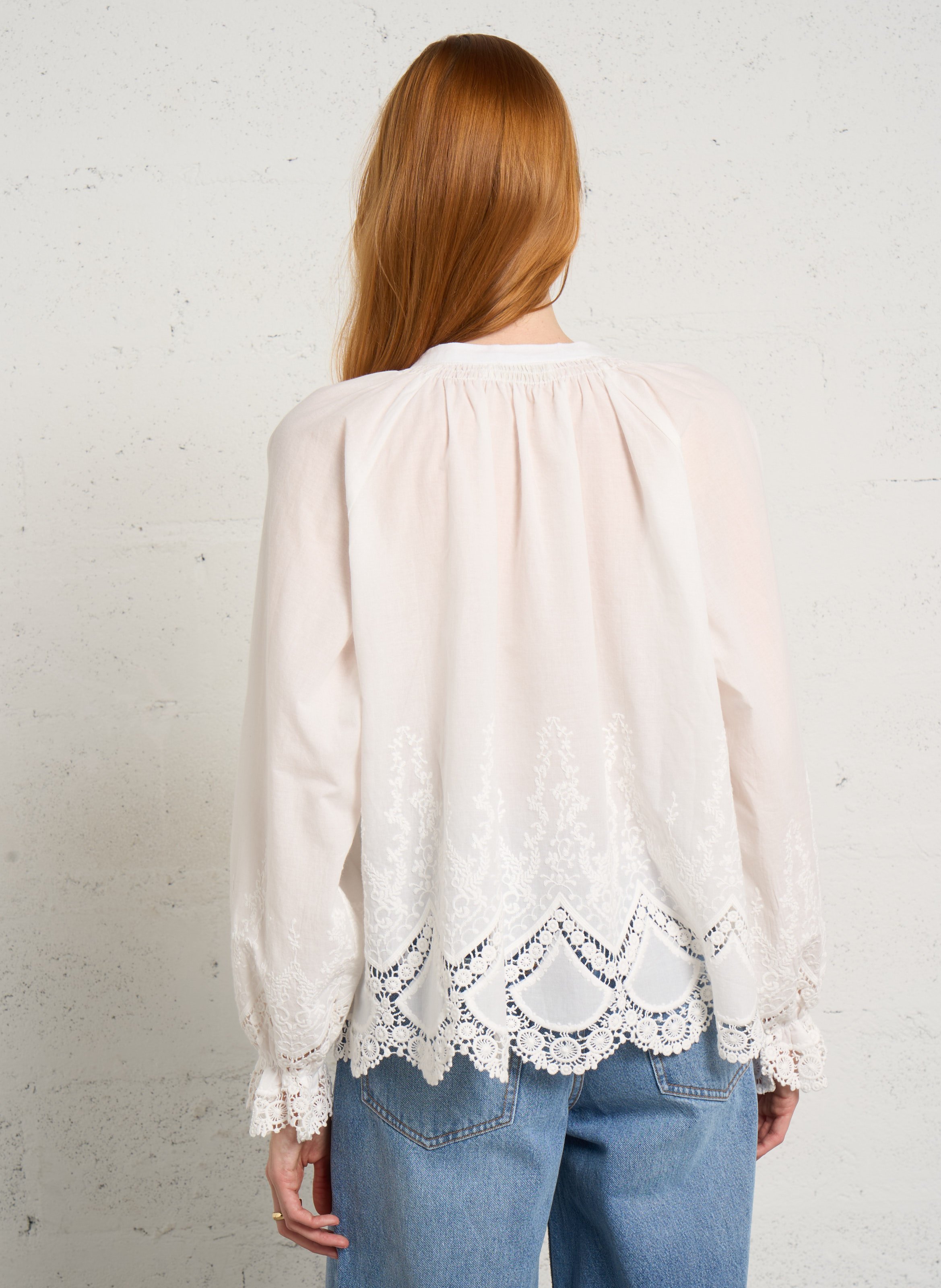Blouse ample en coton Blanc
