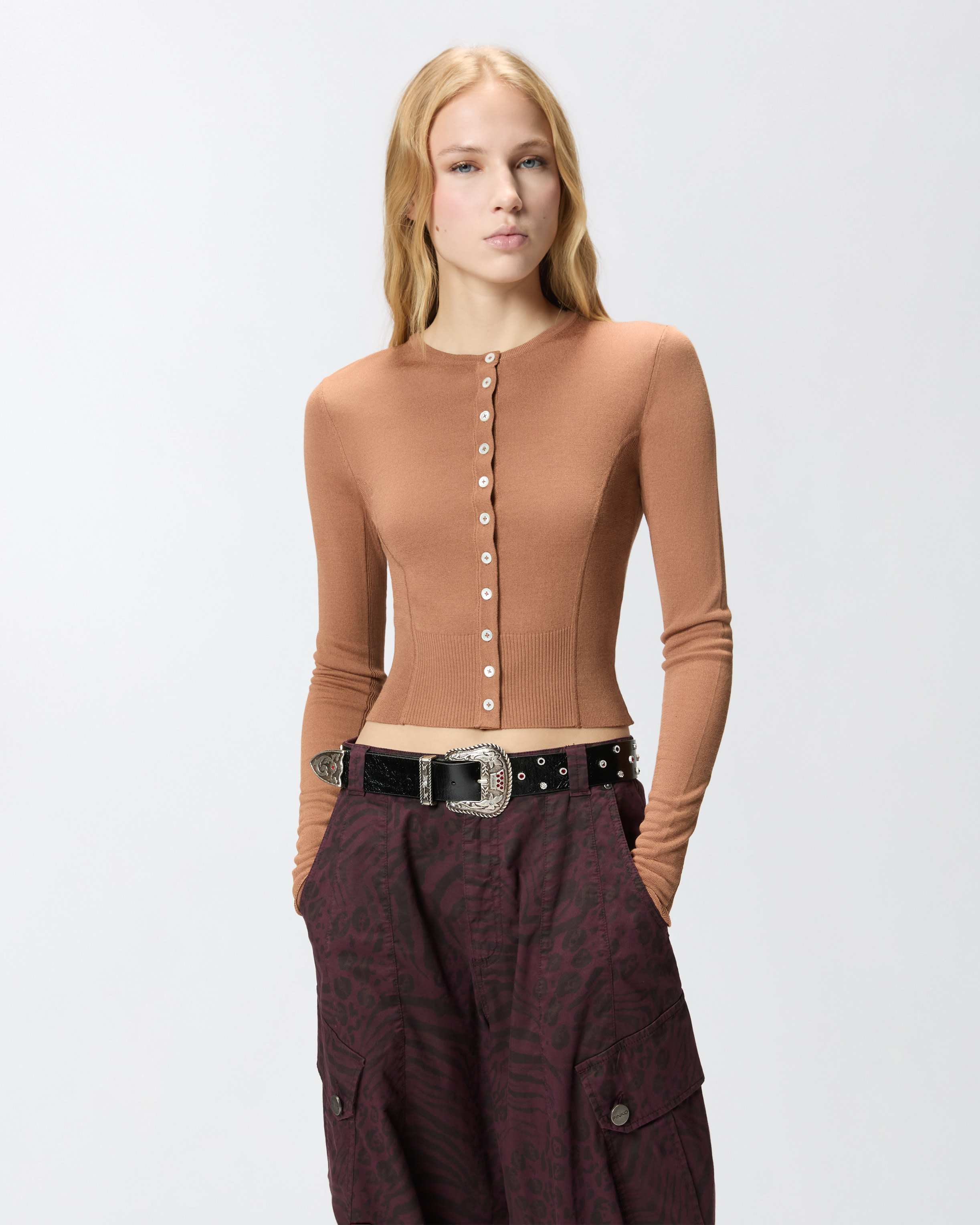 Cardigan avec boutons en nacre PINKO Rose