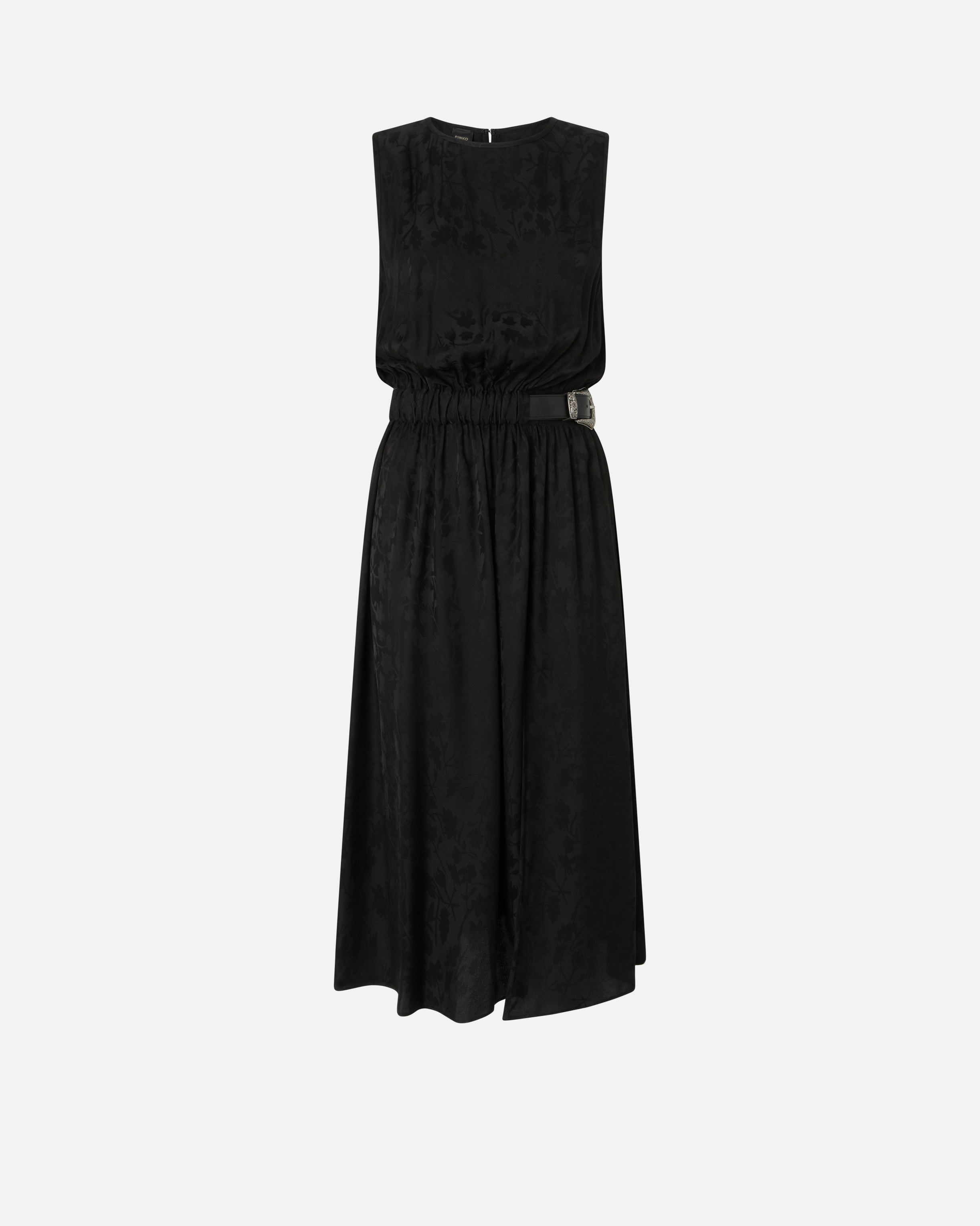 Robe midi sans manches en jacquard floral avec ceinture PINKO Noir