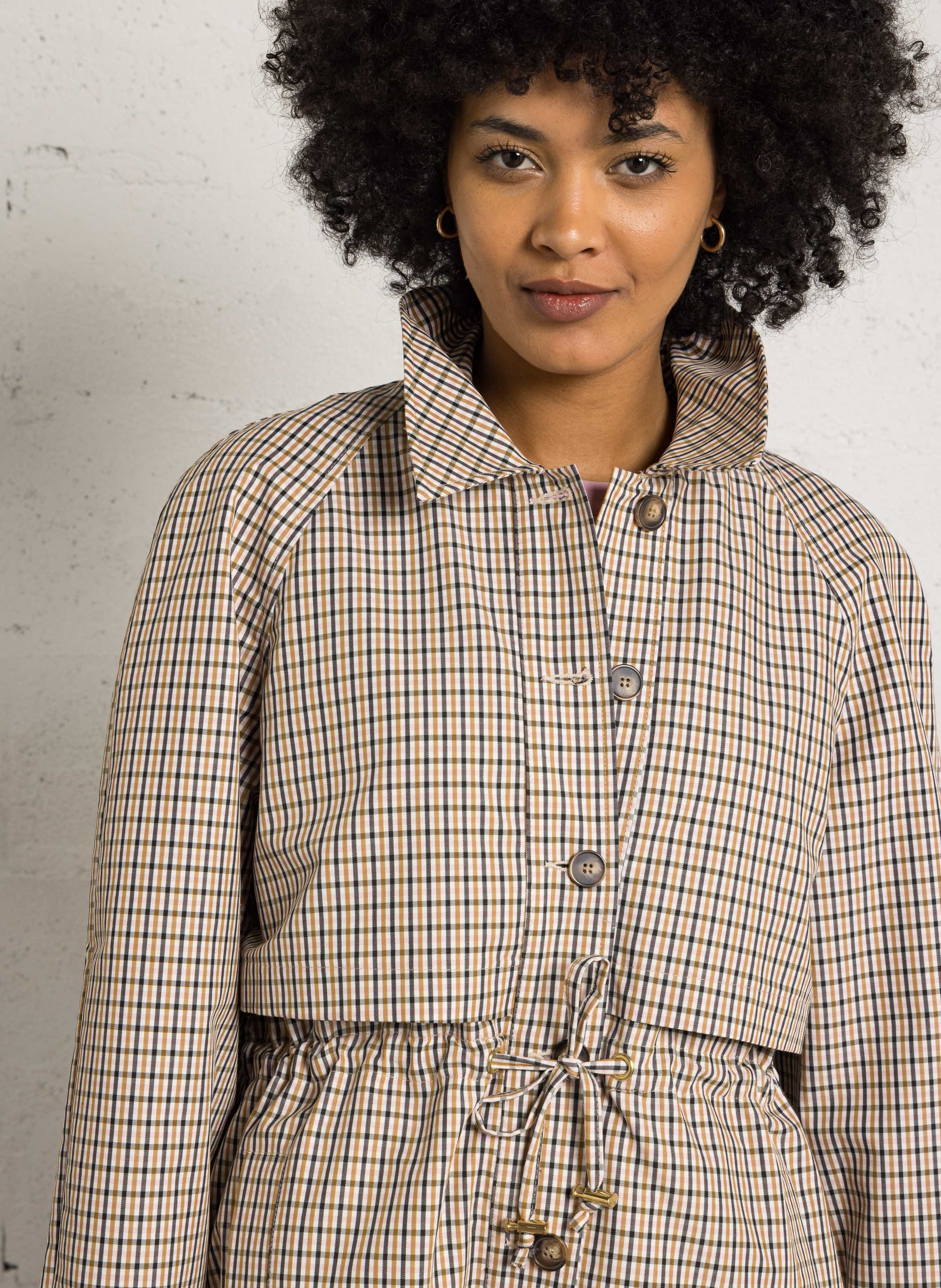 Long straight checked trench coat DES PETITS HAUTS Multicolored