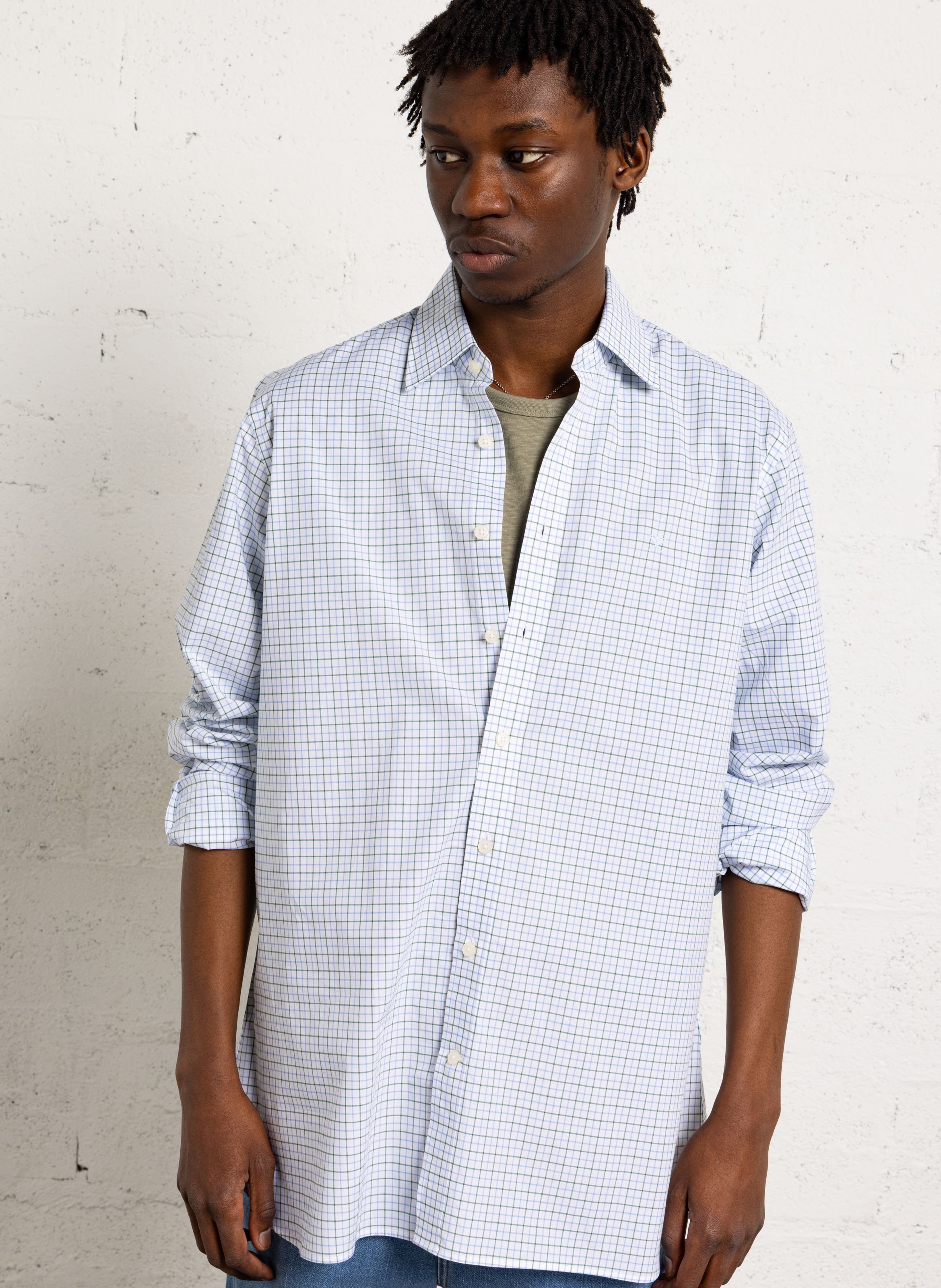 Chemise col classique manches contrastantes en coton HACKETT Green