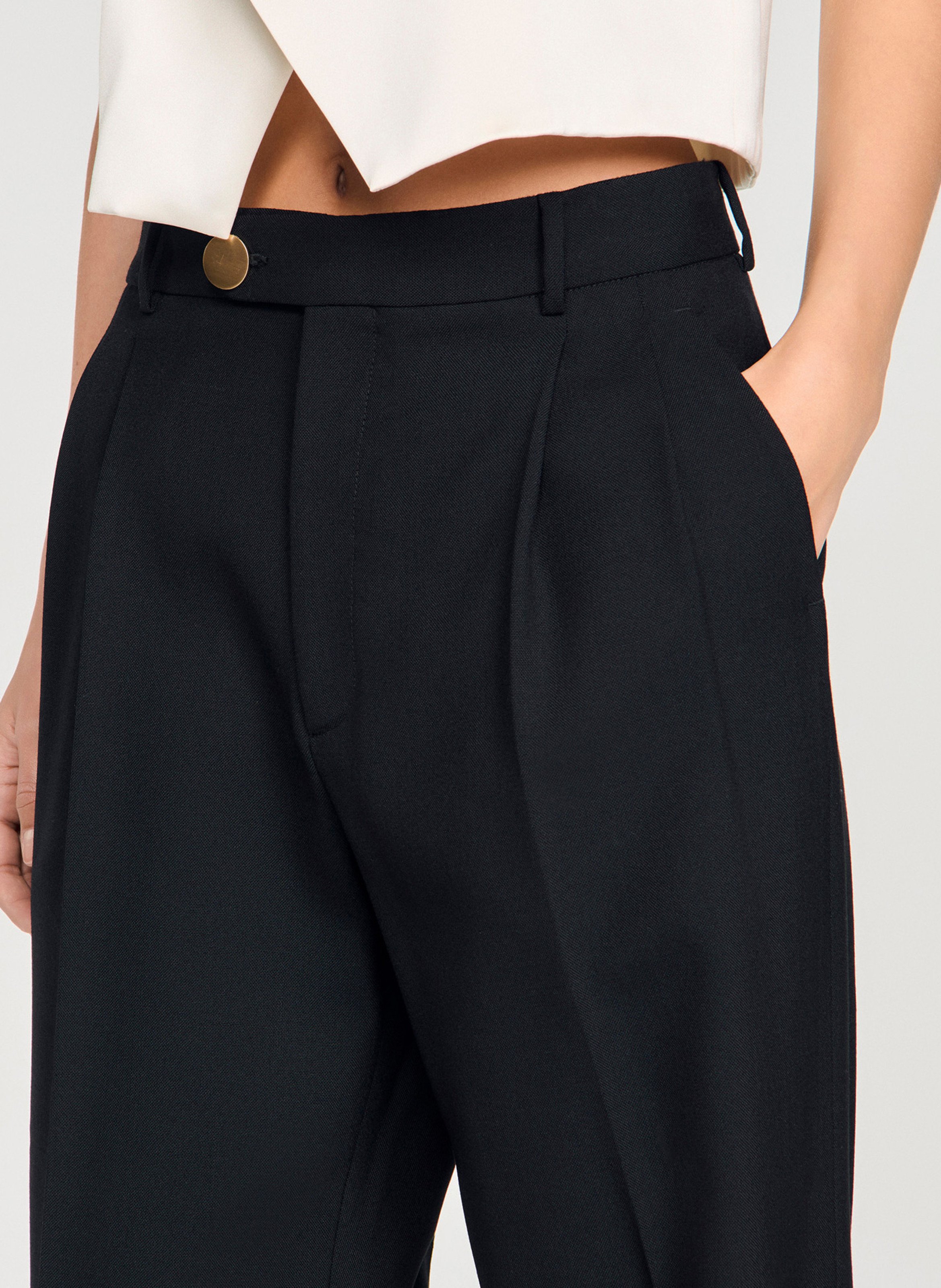 Straight tailored trousers in plain color SANDRO Black