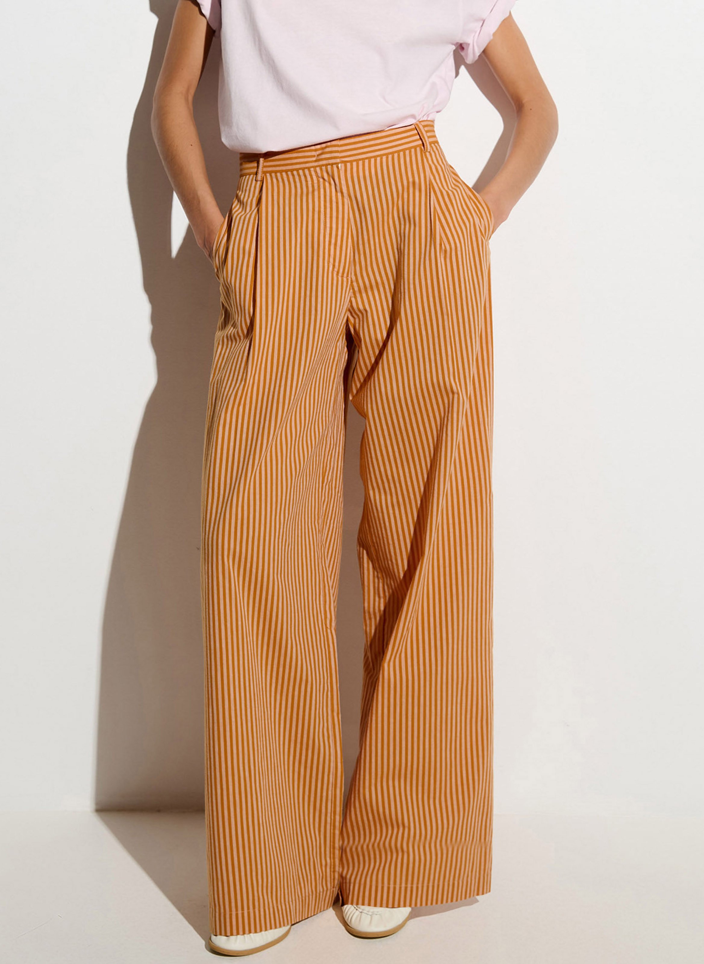 Wijde gestreepte pantalon SESSUN Oranje