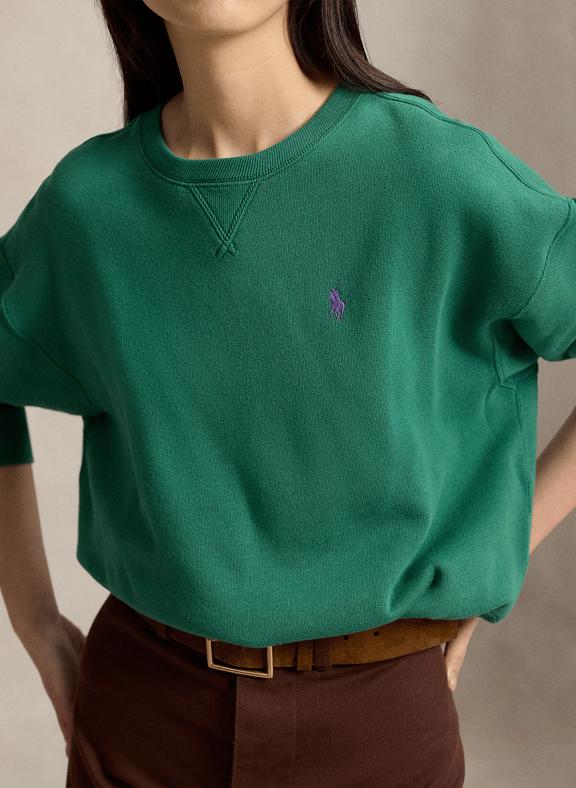 Cotton-mix round-neck sweatshirt POLO RALPH LAUREN Green
