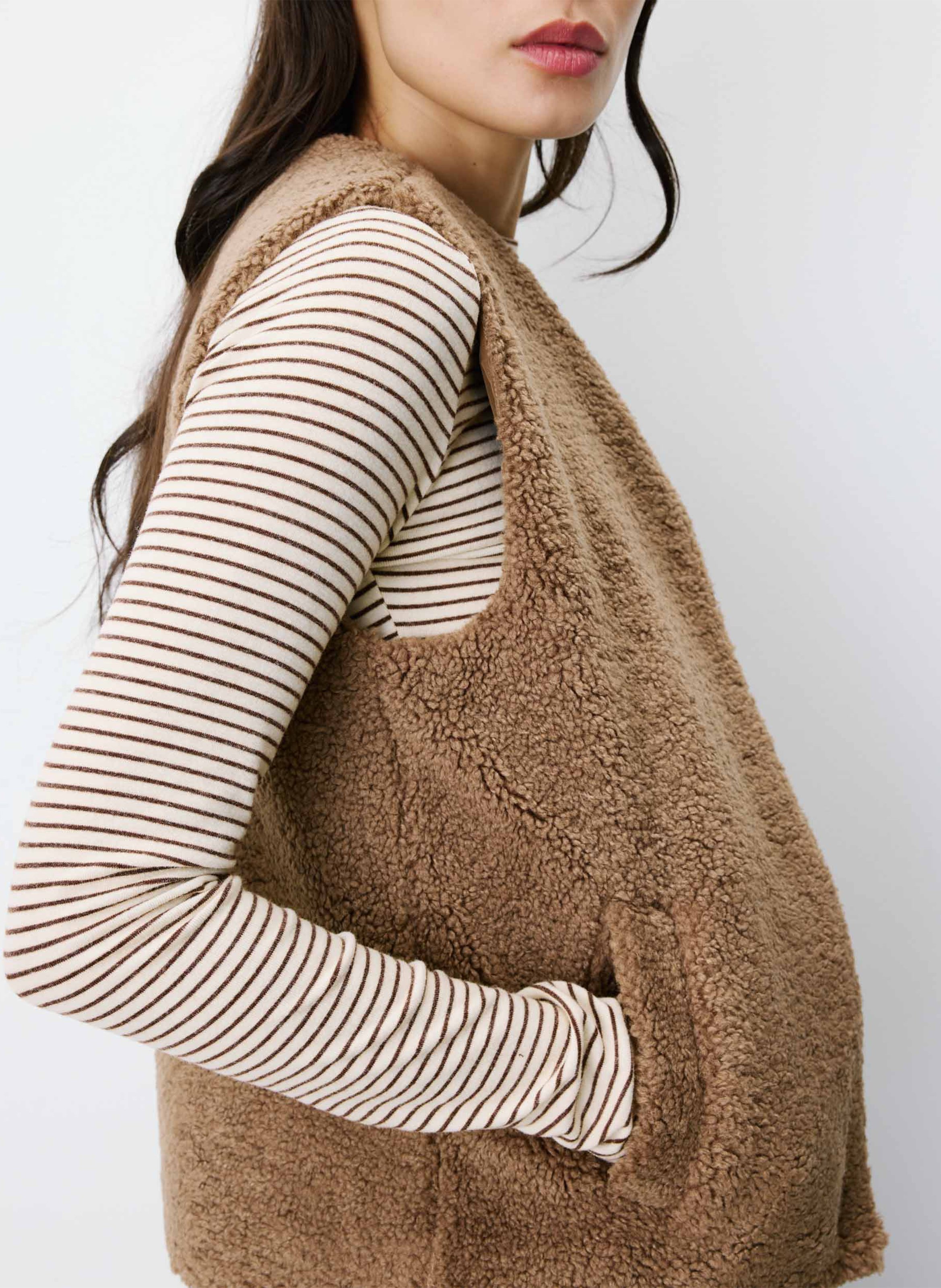 Veste sans manches en shearling synthétique GRACE ET MILA Marron