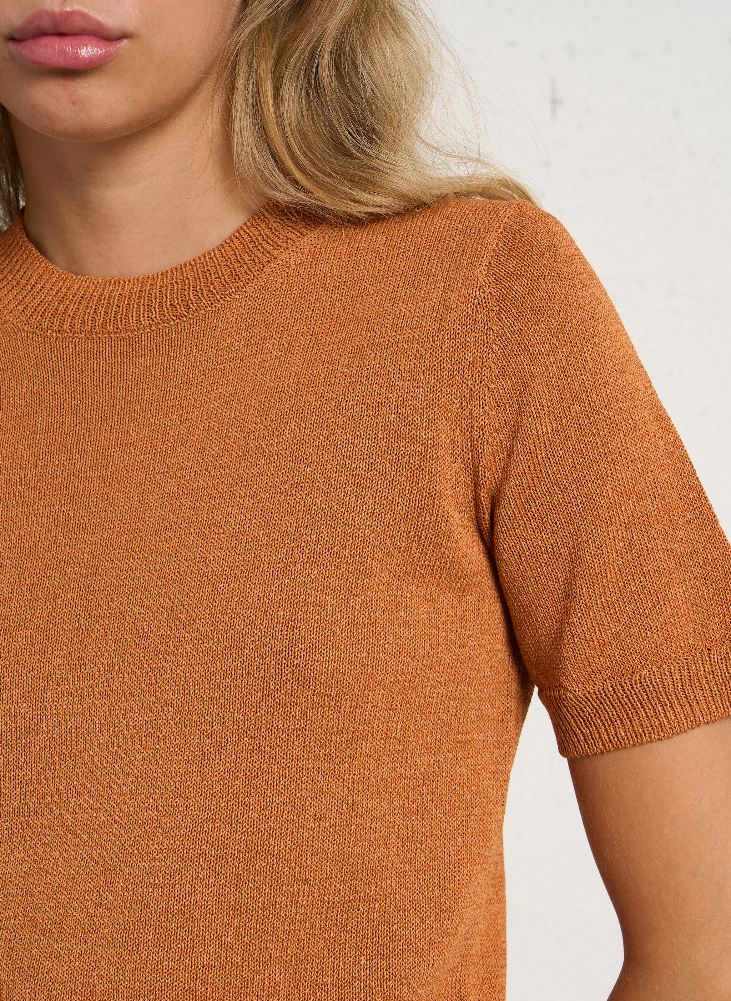 Round-neck cotton-blend T-shirt MAISON 123 Golden