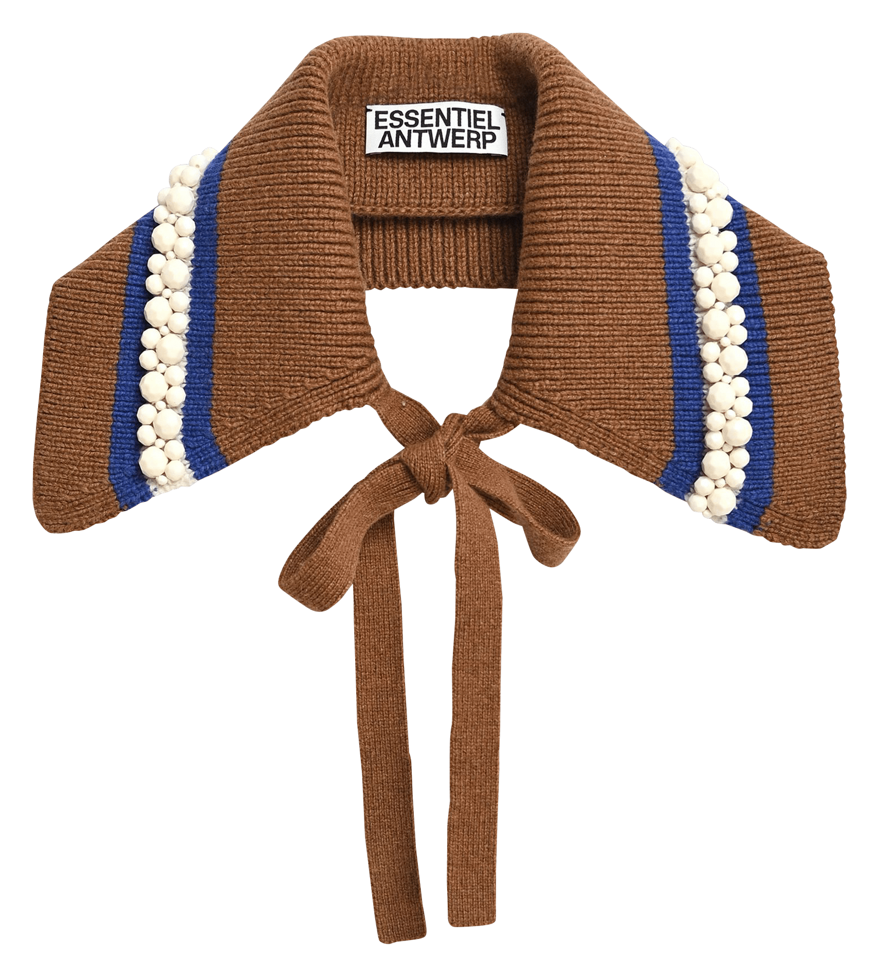 Removable tie-neck collar in a wool blend ESSENTIEL ANTWERP Brown
