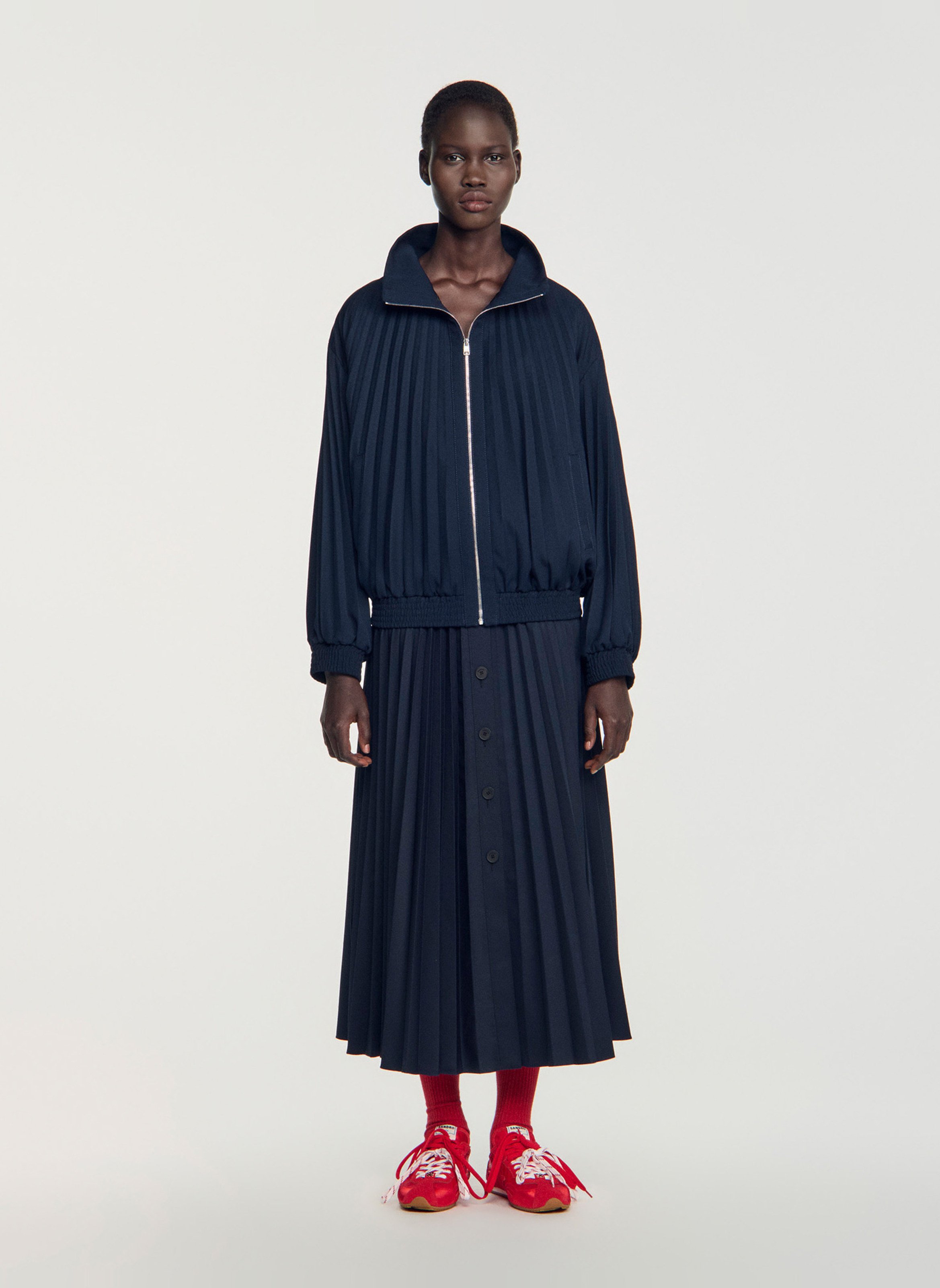 Oversized geplooide jas SANDRO Blauw