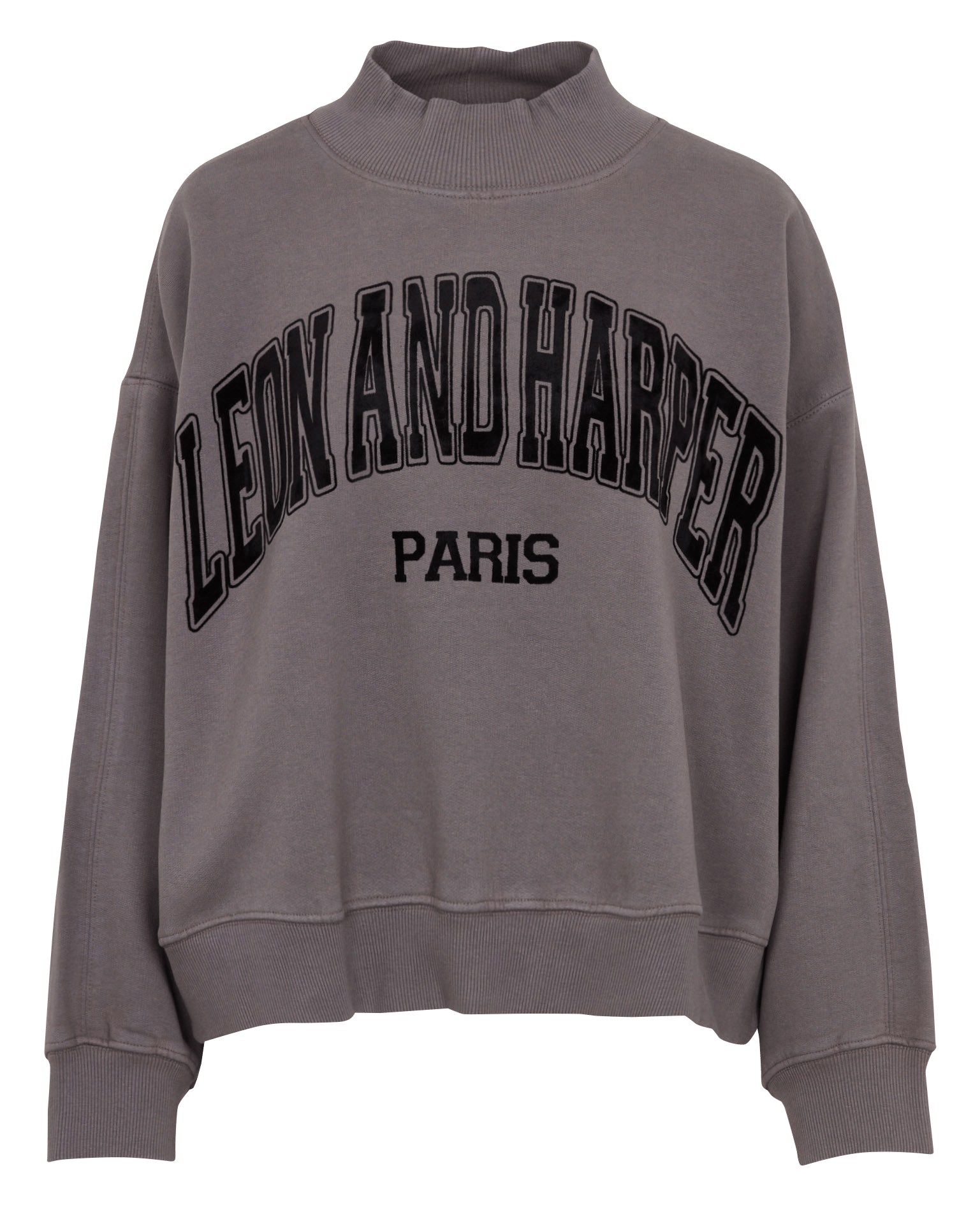 Weites Sweatshirt mit Stehkragen und bedrucktem Muster aus Baumwollmischung. LEON & HARPER