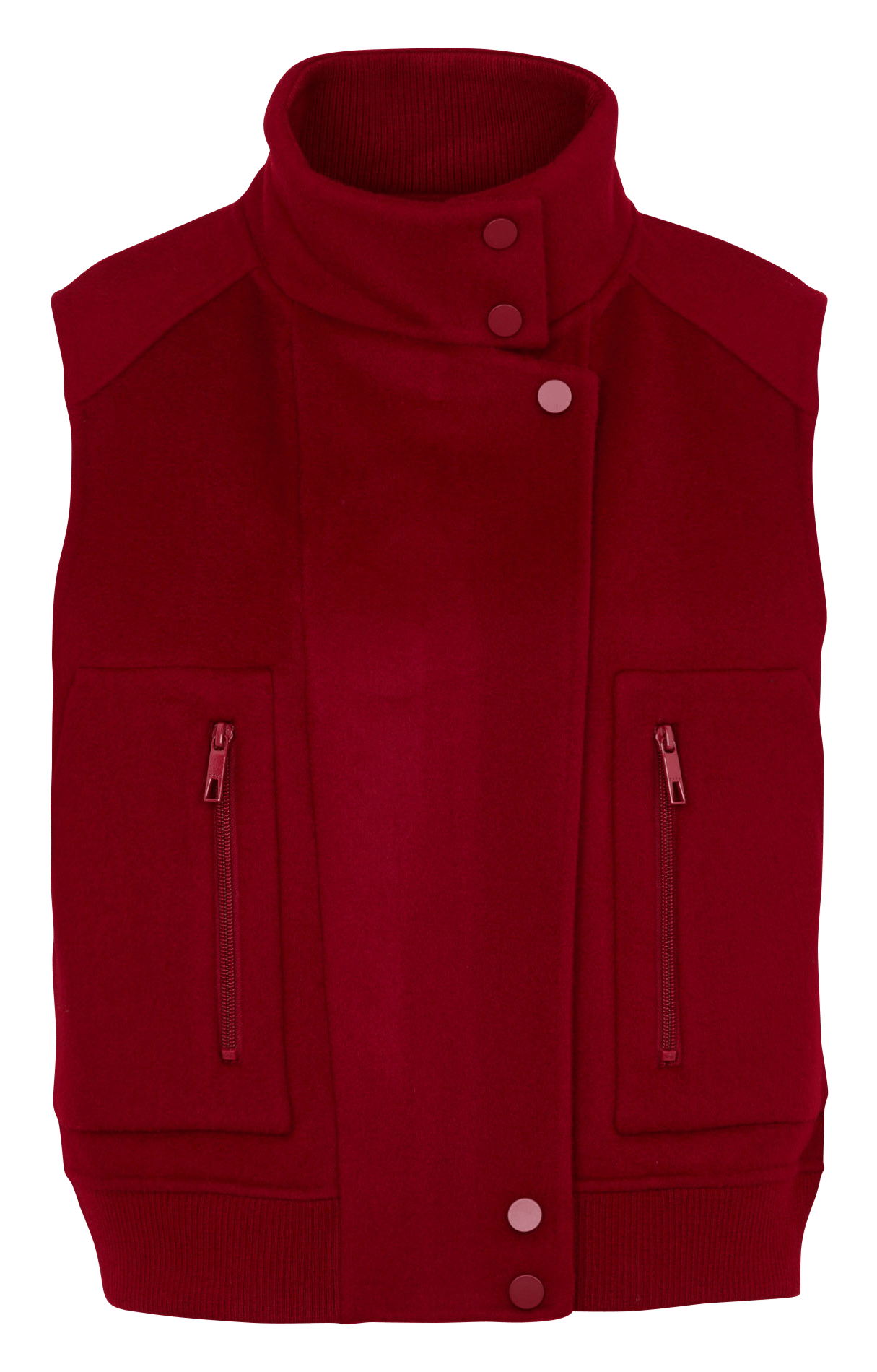 Gilet sans manches col montant en laine mélangé ZAPA Rouge