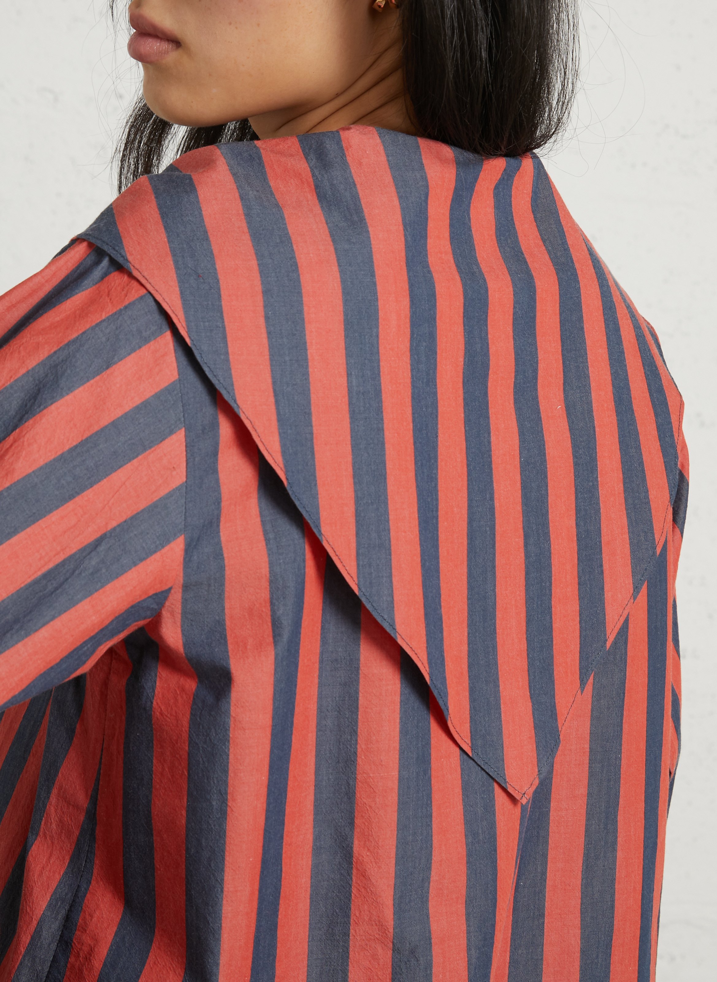 Rechte gestreepte blouse met ronde hals van katoen THE TINY BIG SISTER Veelkleurig