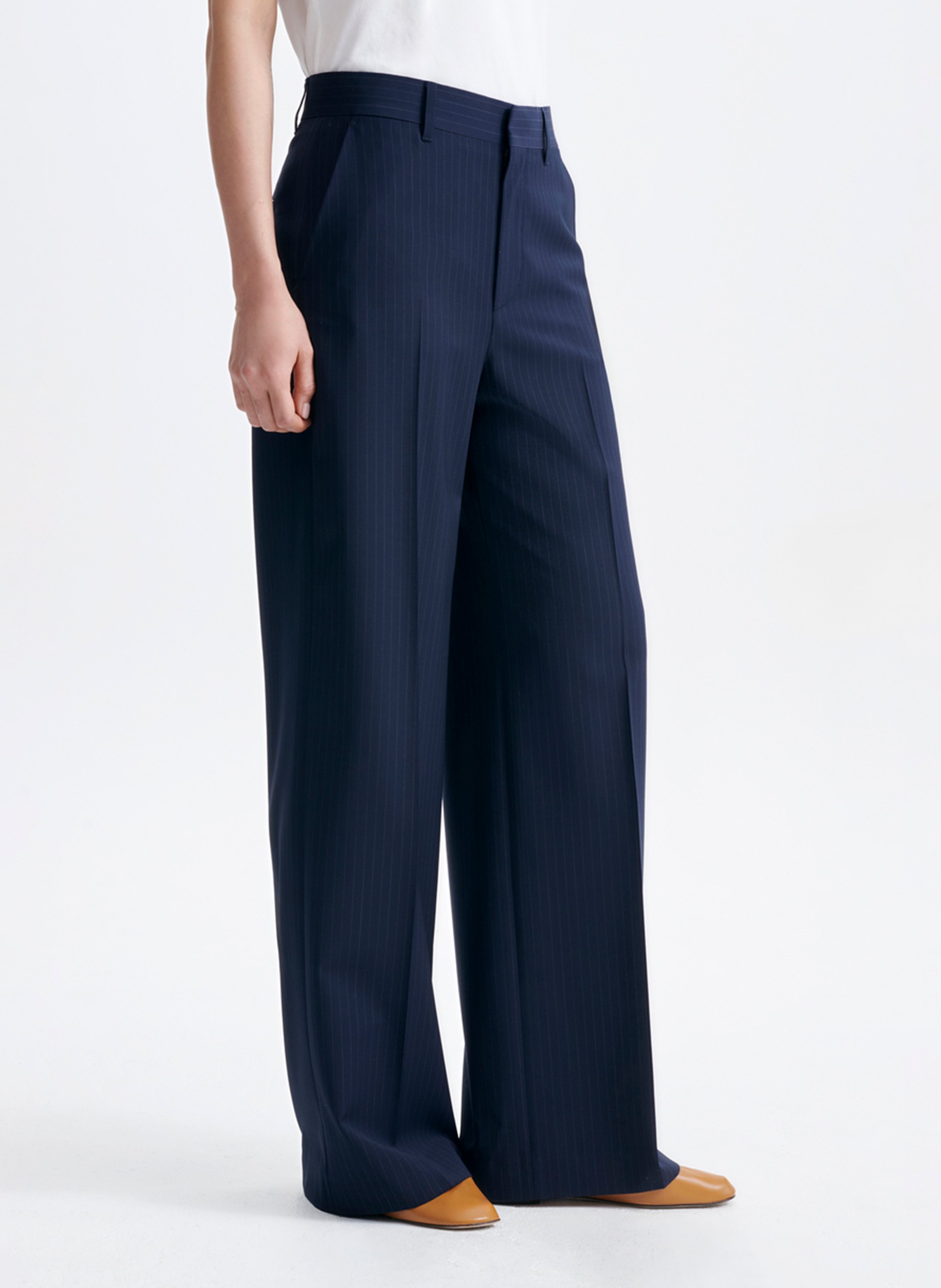 Pinstriped tailored trousers with sharp pleats VANESSA BRUNO Blue