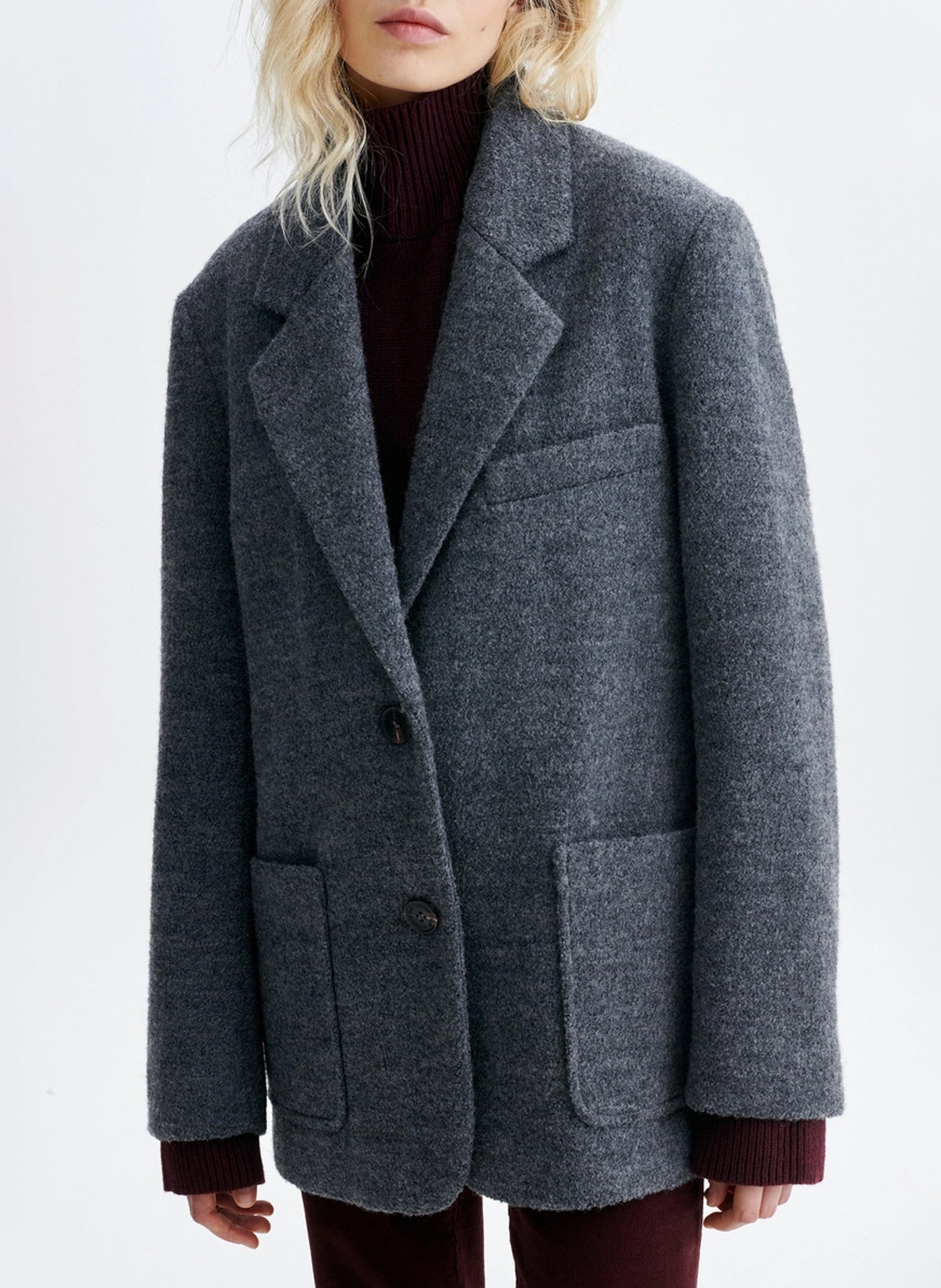 Cotton-blend cardigan with tailored collar VANESSA BRUNO Grey