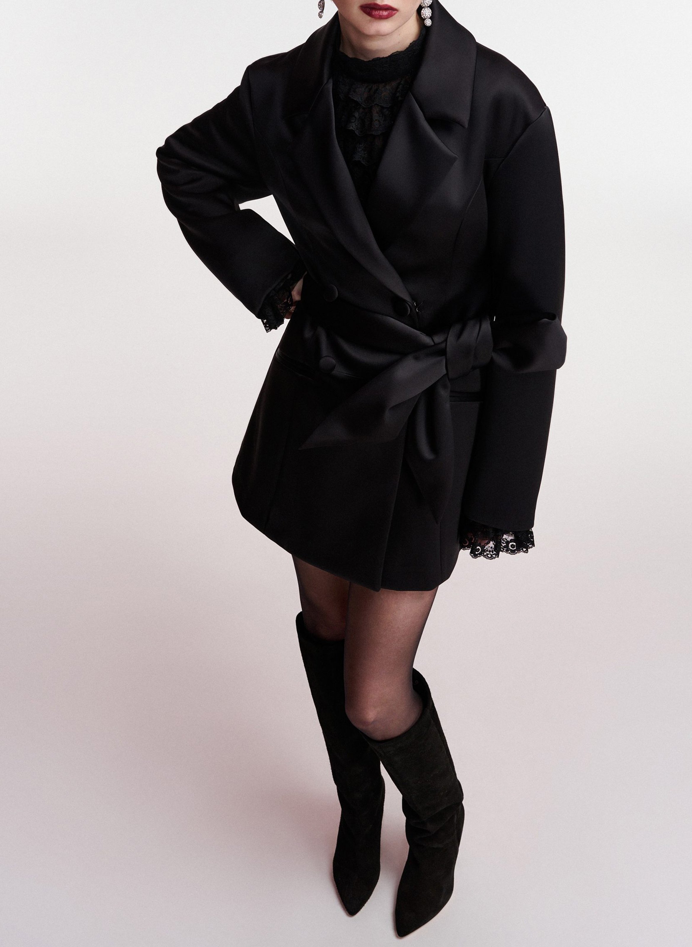 Robe courte ceinturée satinée ESSENTIEL ANTWERP Noir