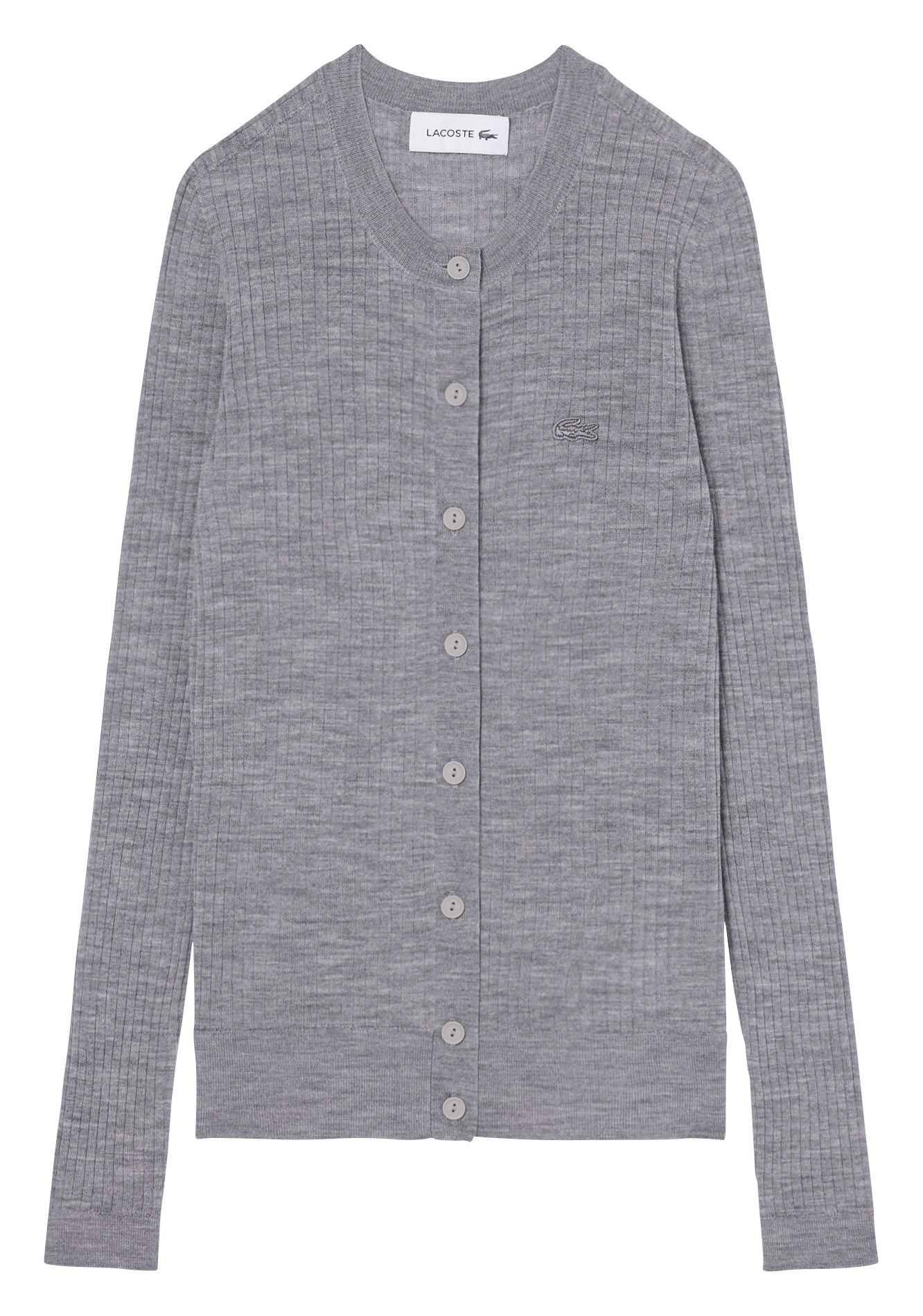 Aansluitende geribbelde wollen cardigan LACOSTE Grijs
