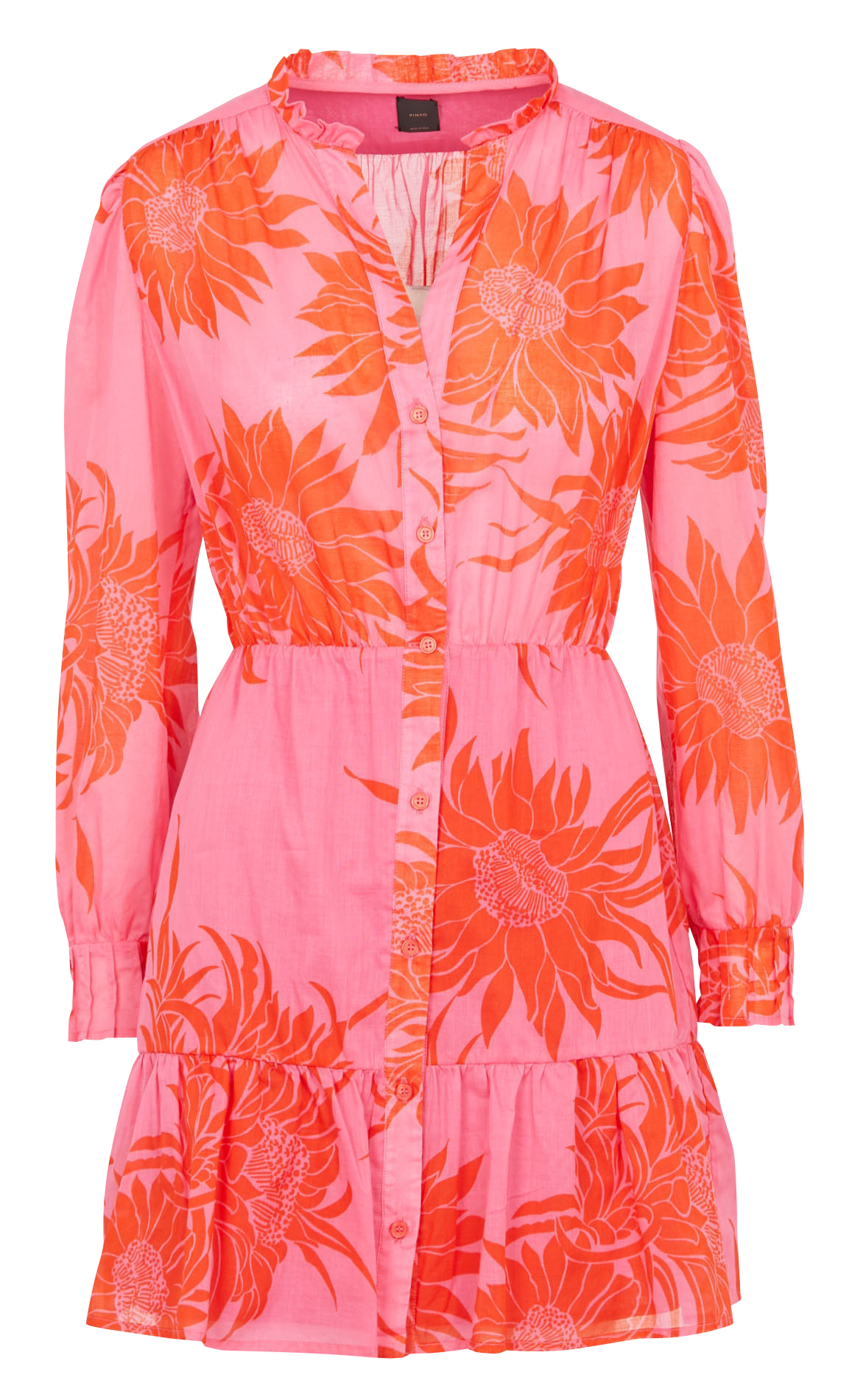 Short printed henley dress PINKO Orange