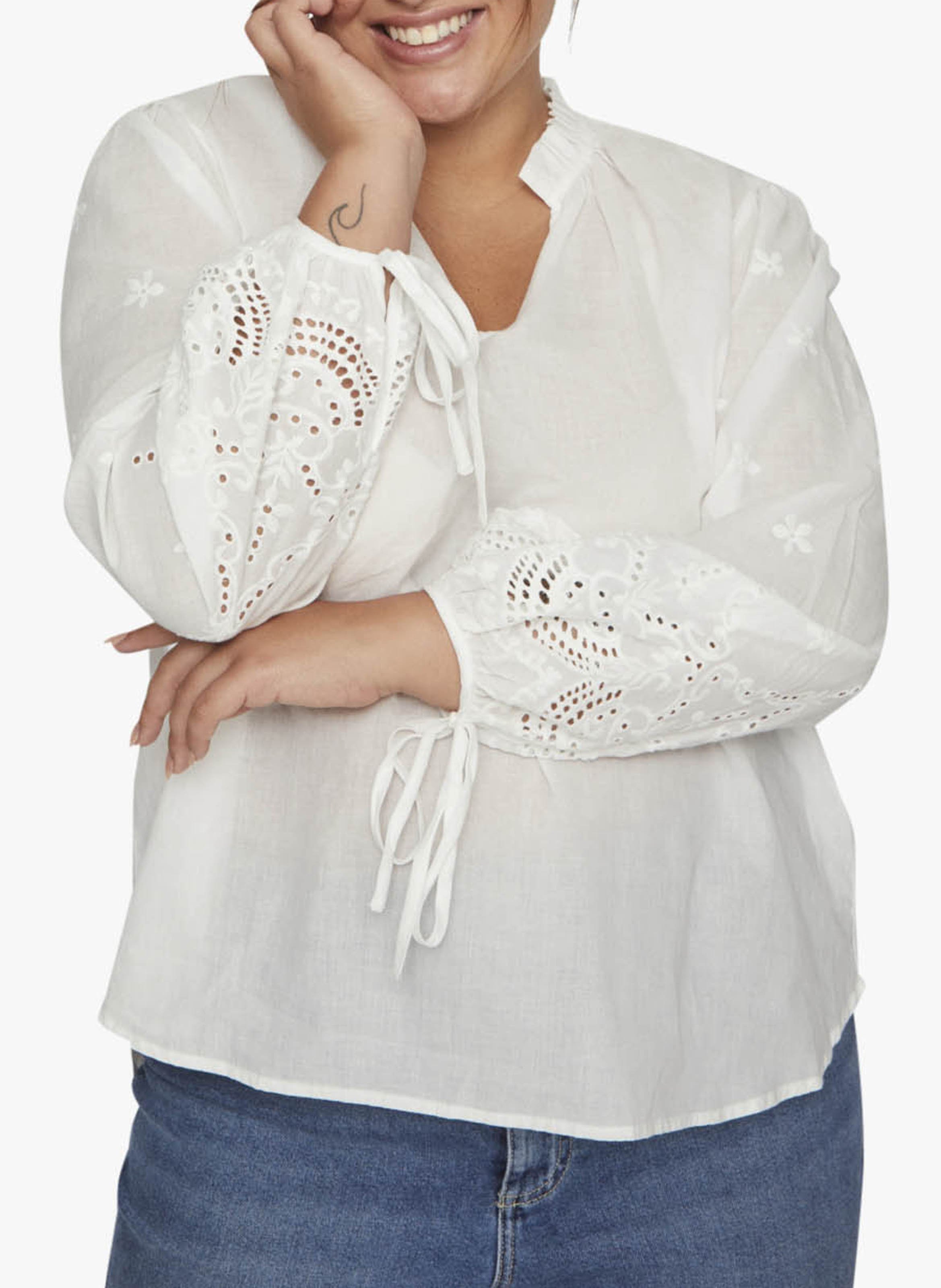 V-neck cotton blouse EVOKED White