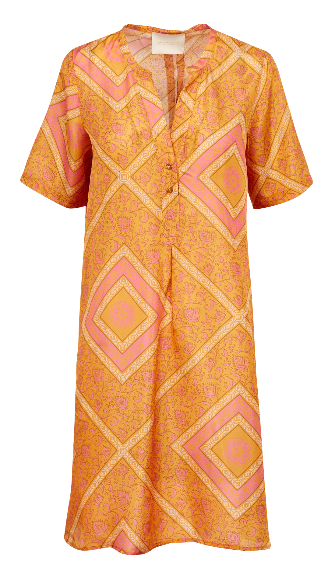 V-neck printed silk midi dress MOMONI Orange