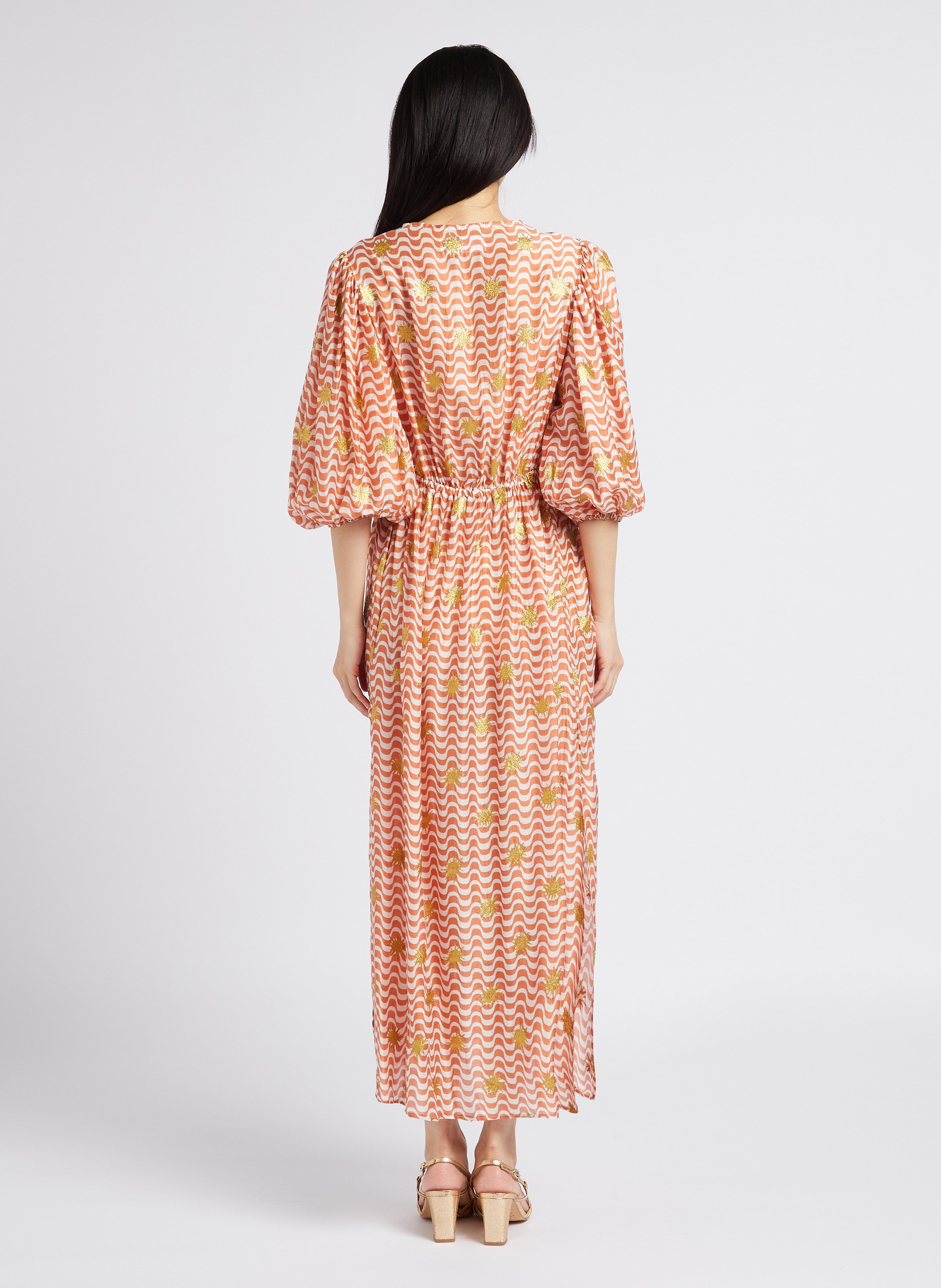 Long printed V-neck dress SUNDRESS Multicolored