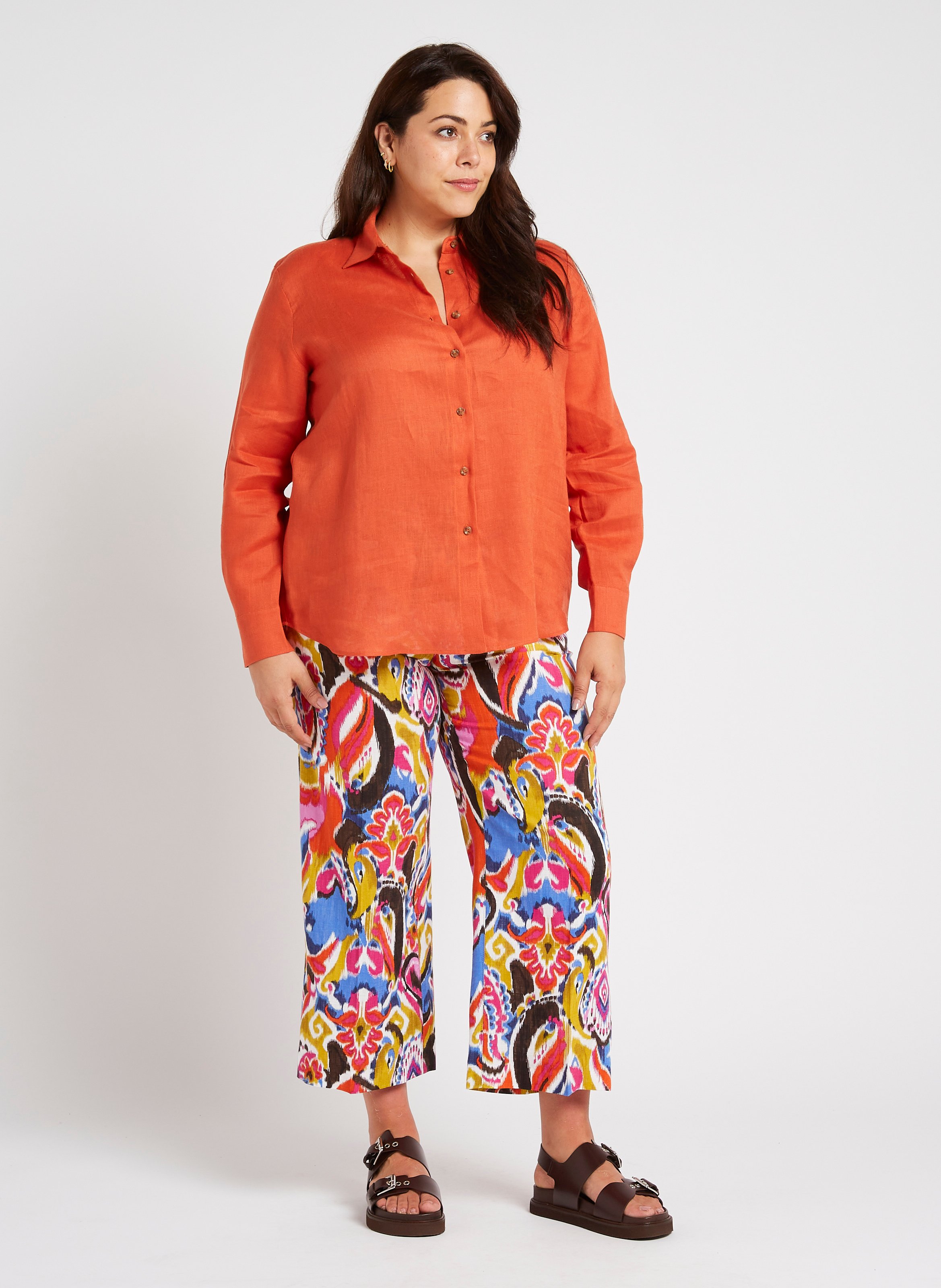 Pantalon droit cropped  PERSONA by Marina Rinaldi Marron