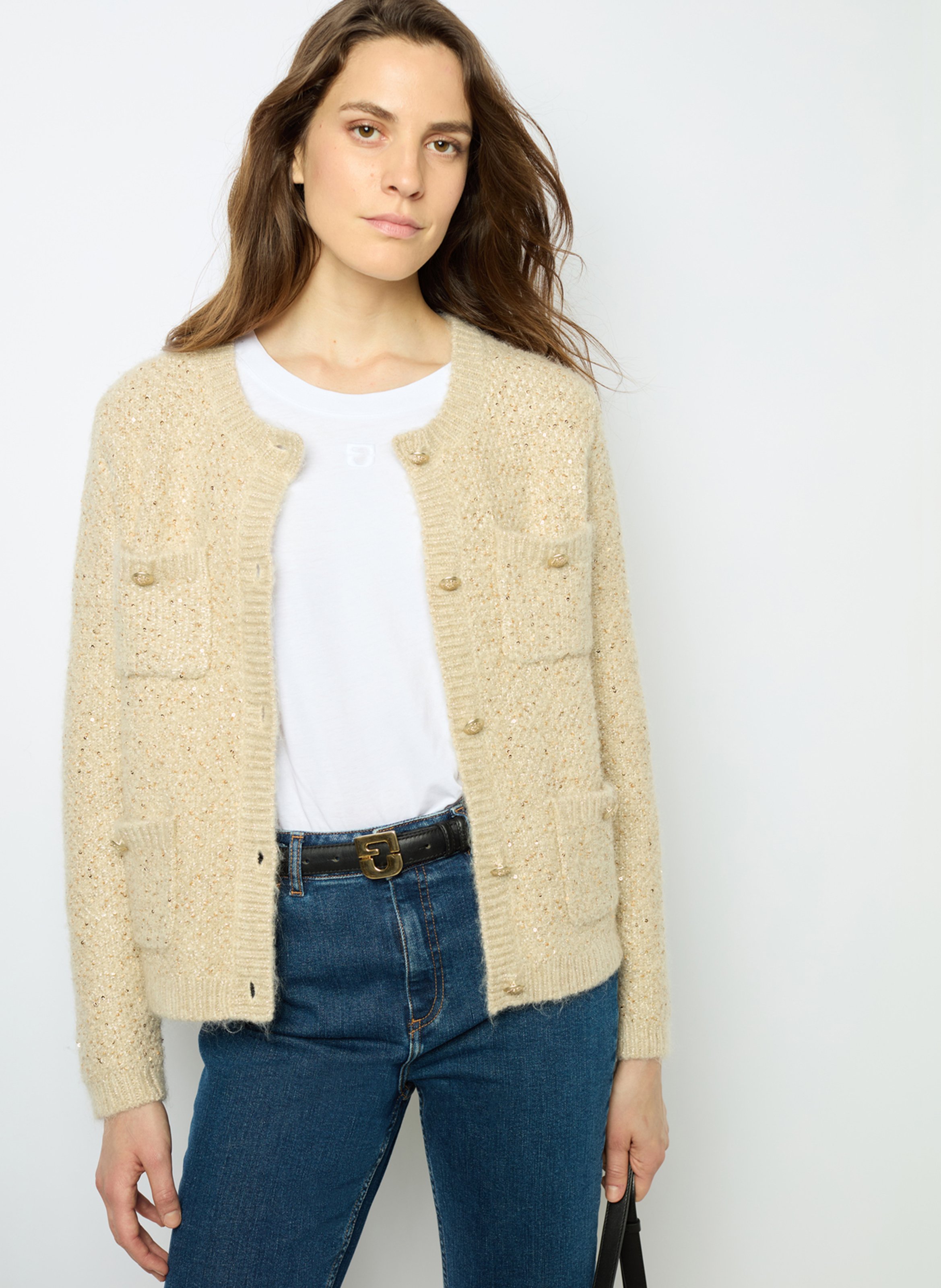 Golden Round neck cardigan