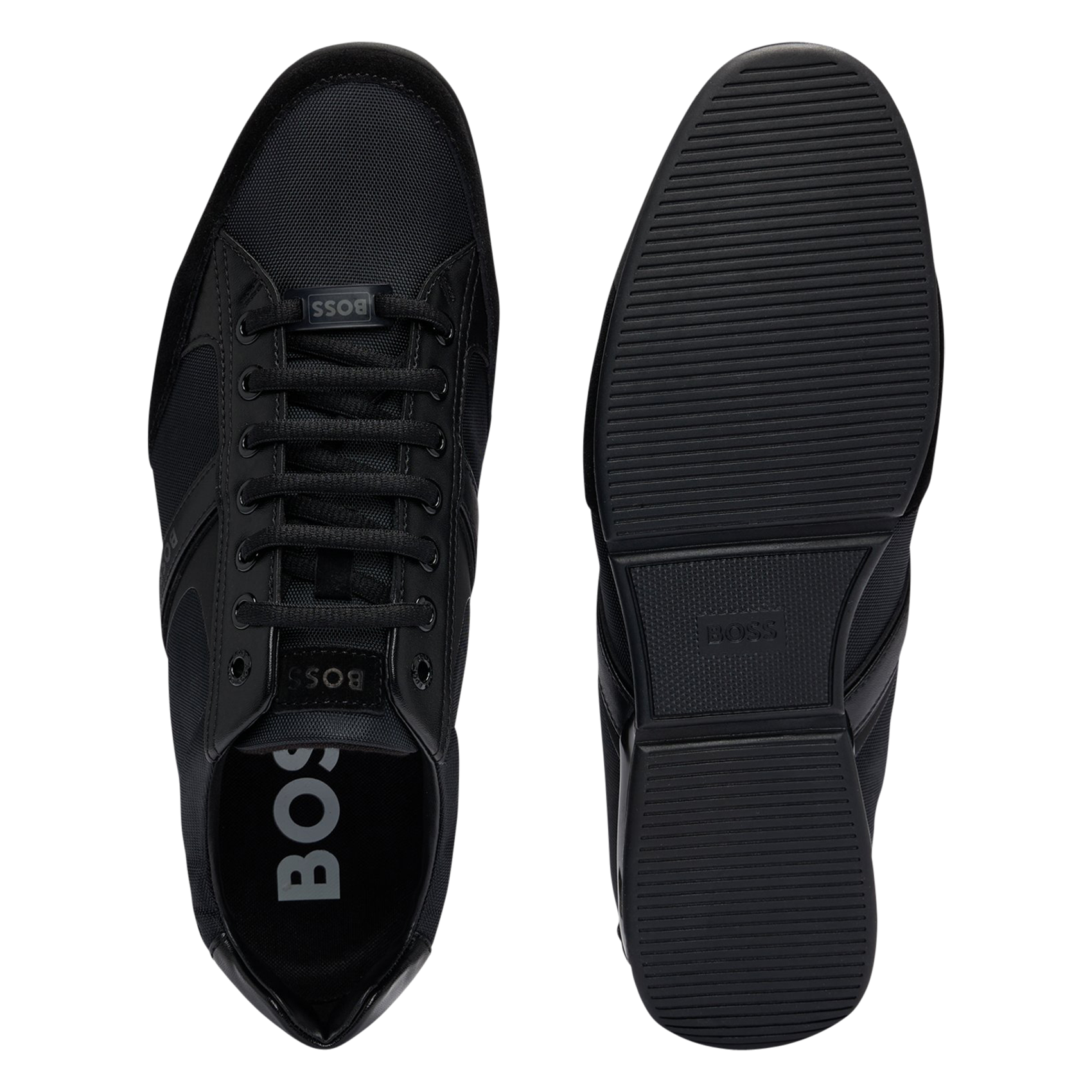 Low-top leather mix sneakers BOSS Black