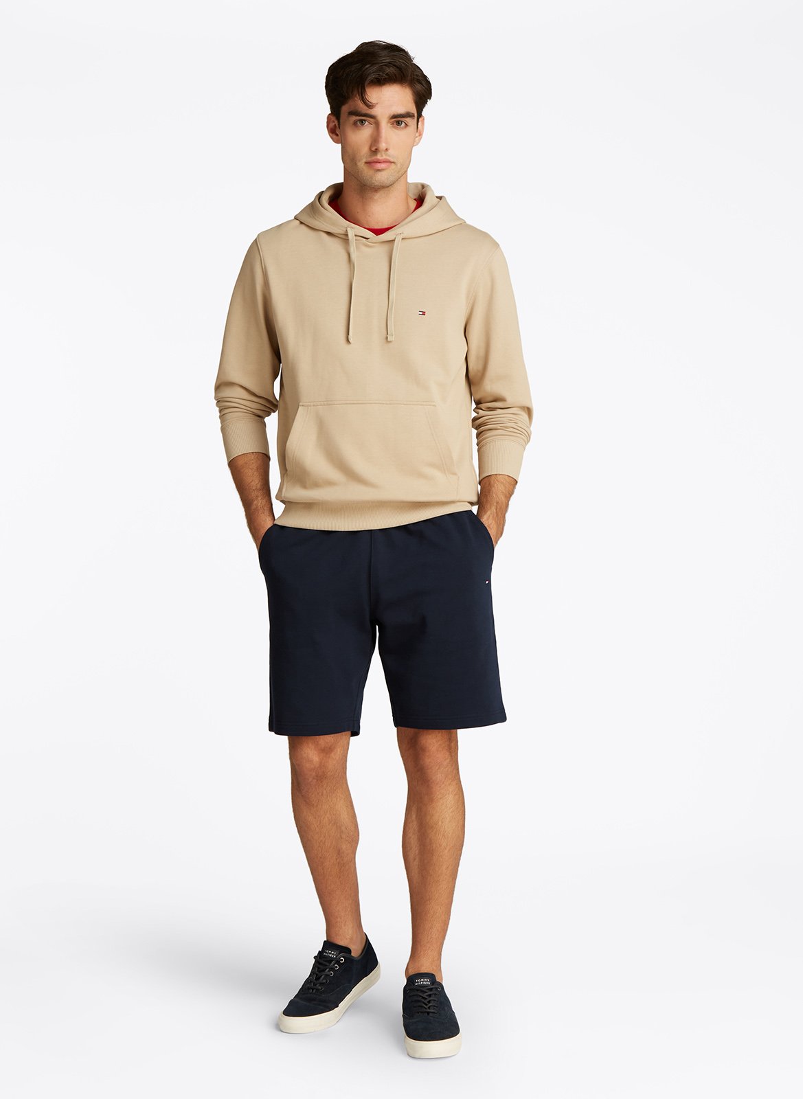 Embroidered cotton jogging shorts Blue