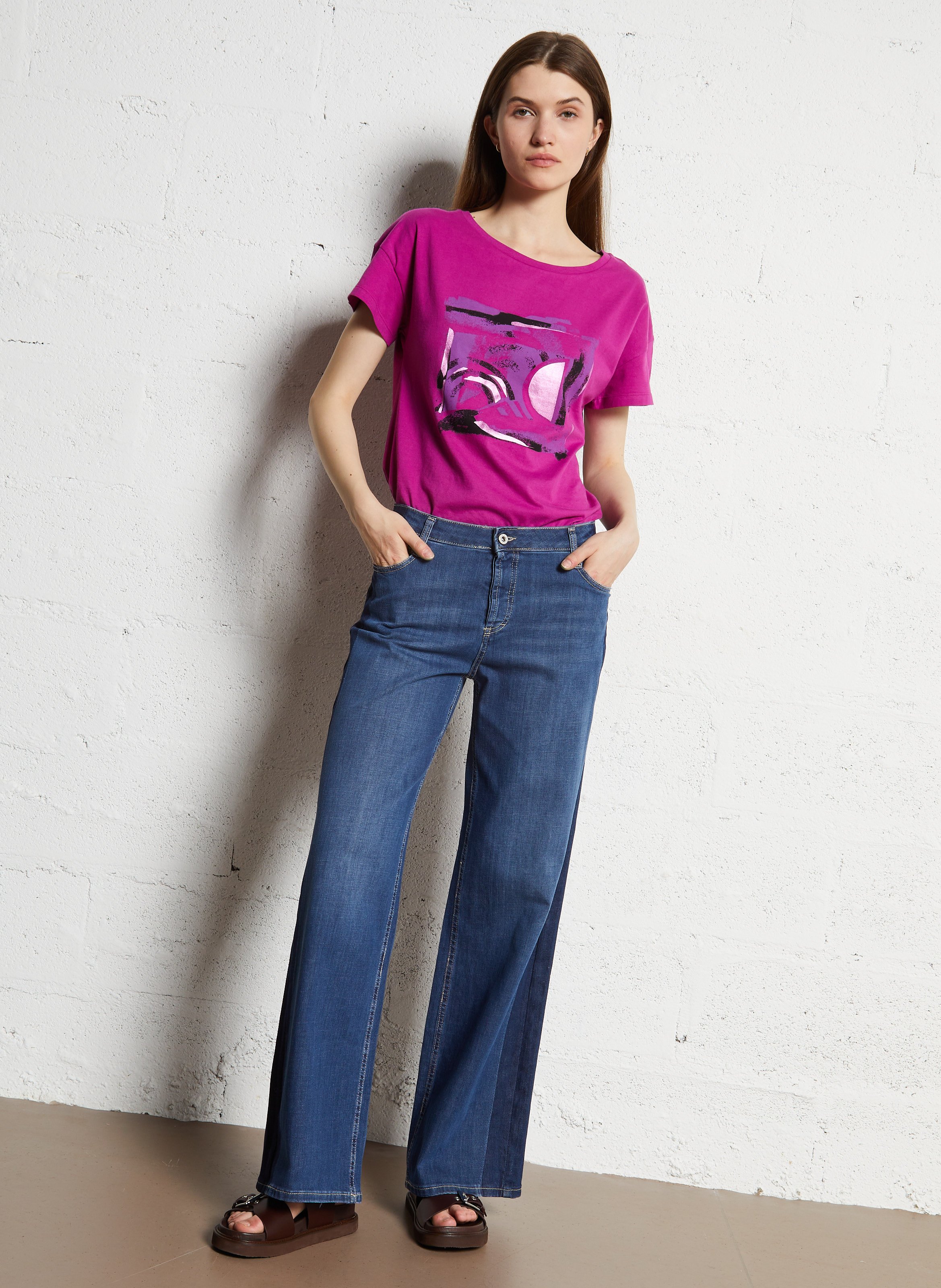 Weite Jeans aus Baumwoll-Mix PLEASE Blau