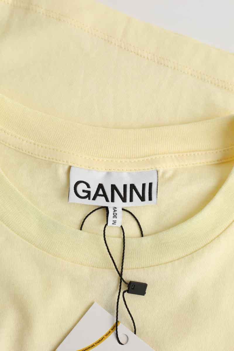 Cotton T-shirt GANNI - Seconde Main Yellow