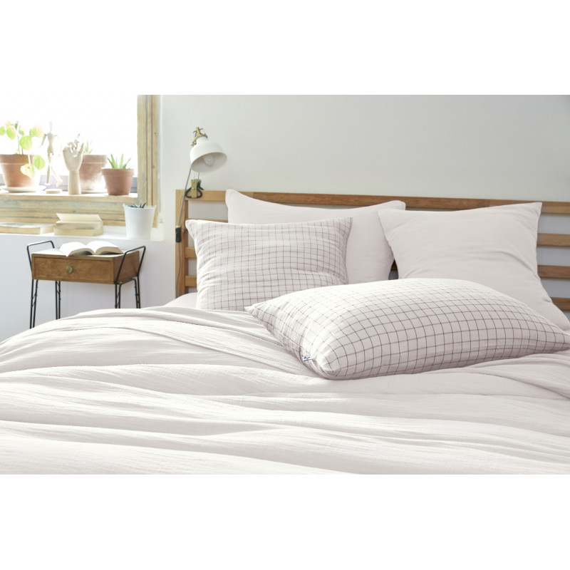 Cotton percale pillow case L'EFFET PAPILLON White