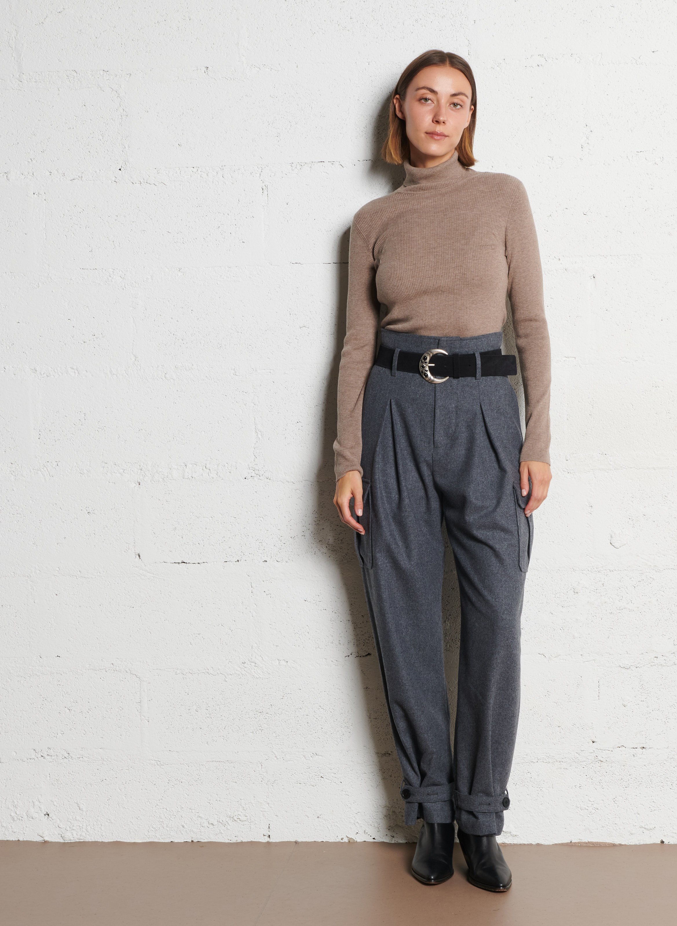 Straight wool trousers IKKS Grey