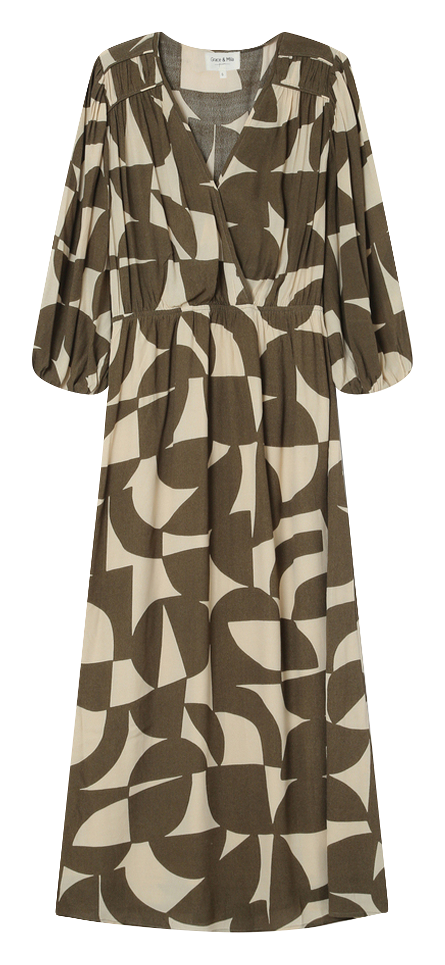 Lange jurk met V-hals en print GRACE ET MILA Green