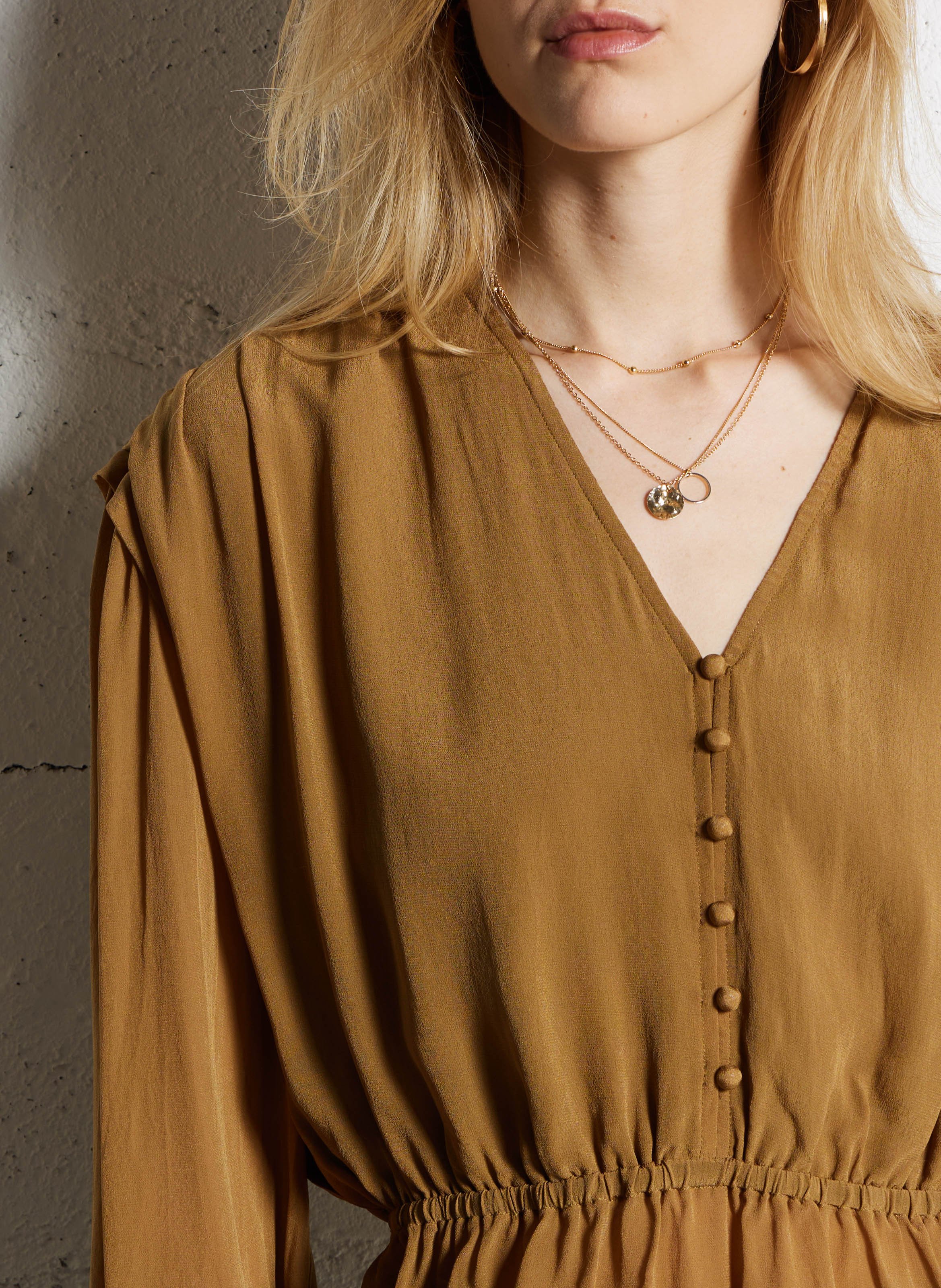 Blouse col v SUNCOO Kaki