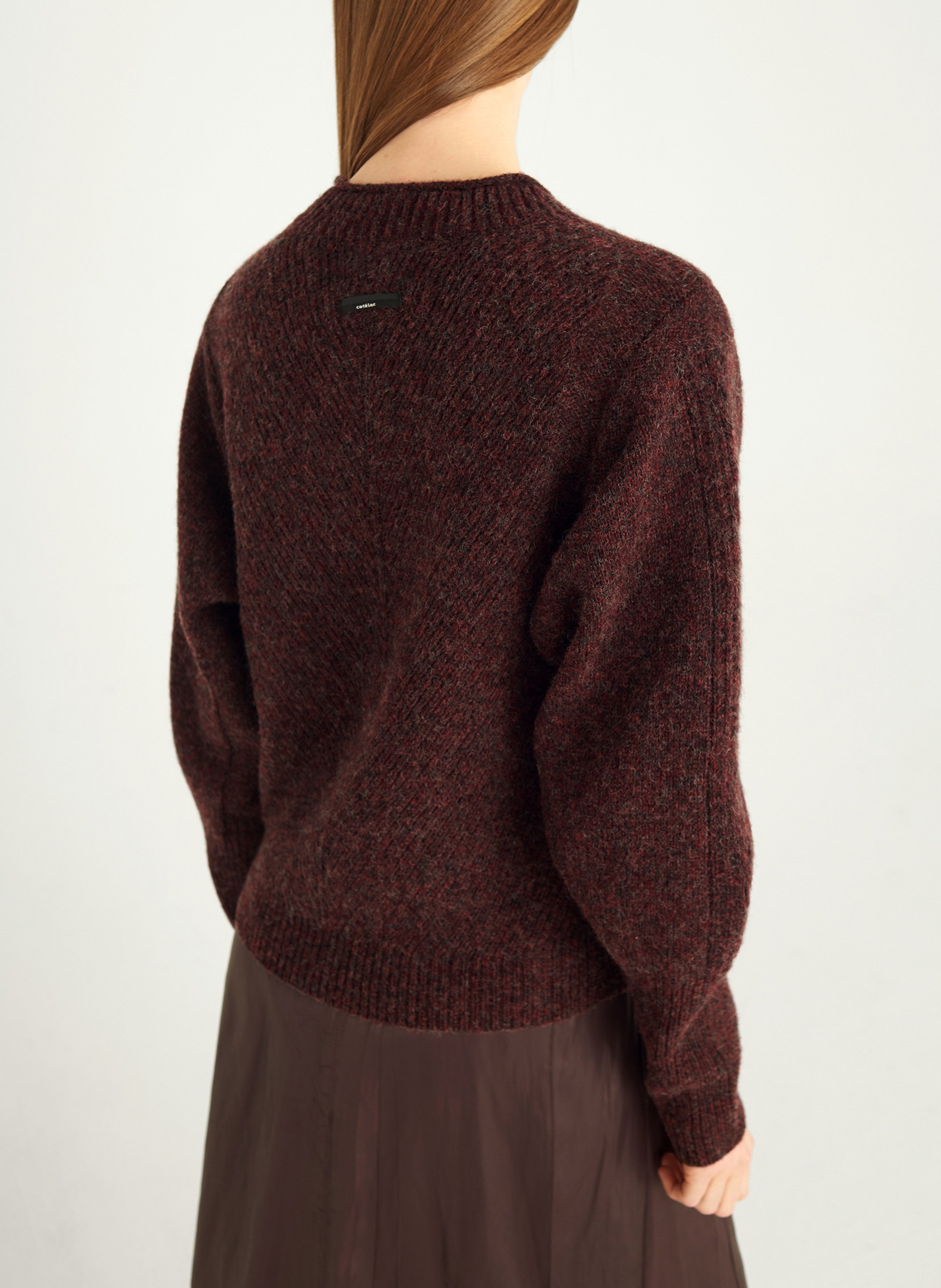 Pull droit col rond en laine COTELAC Violet