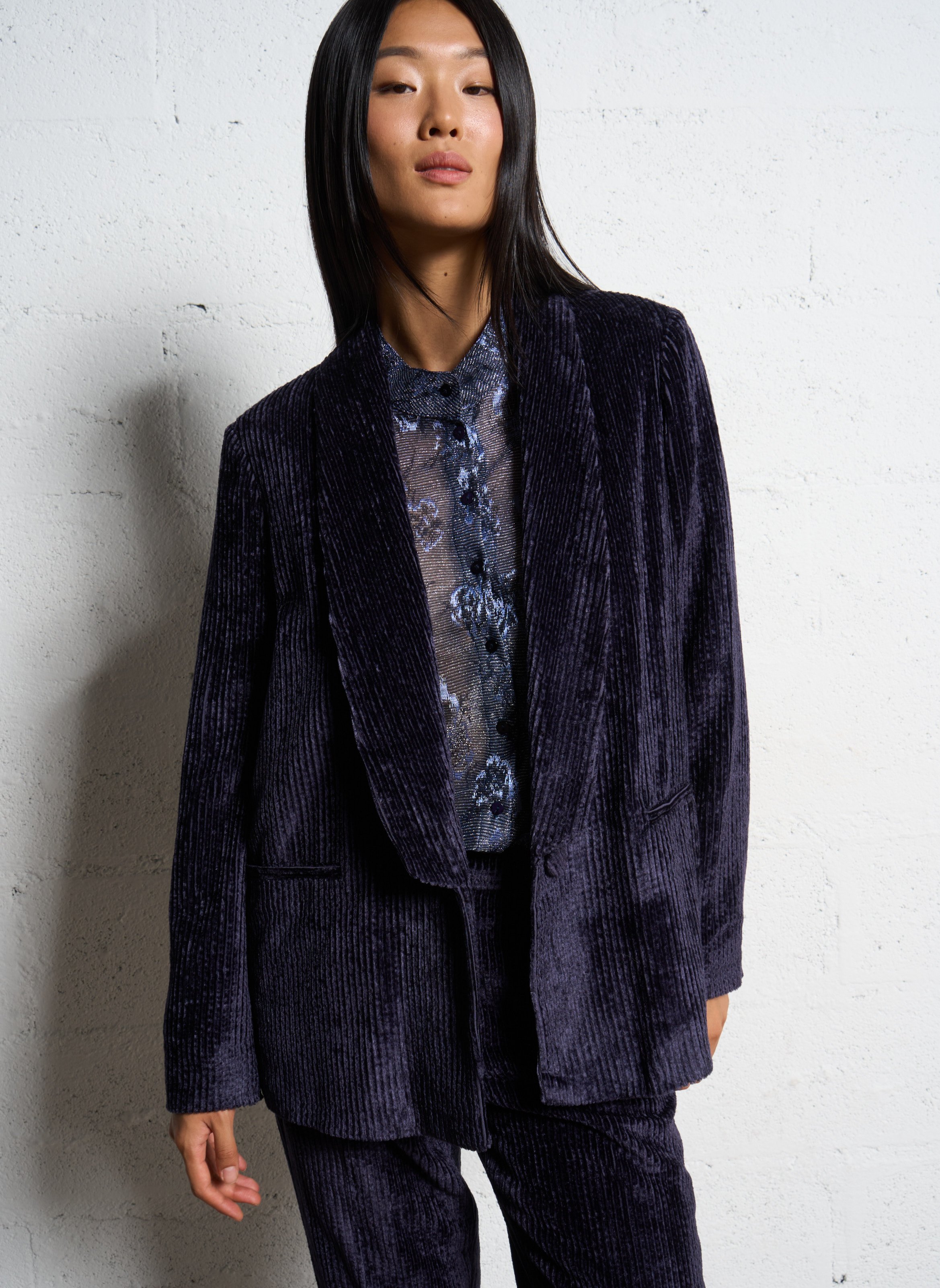 Veste droite en velours côtelé MOMONI Bleu