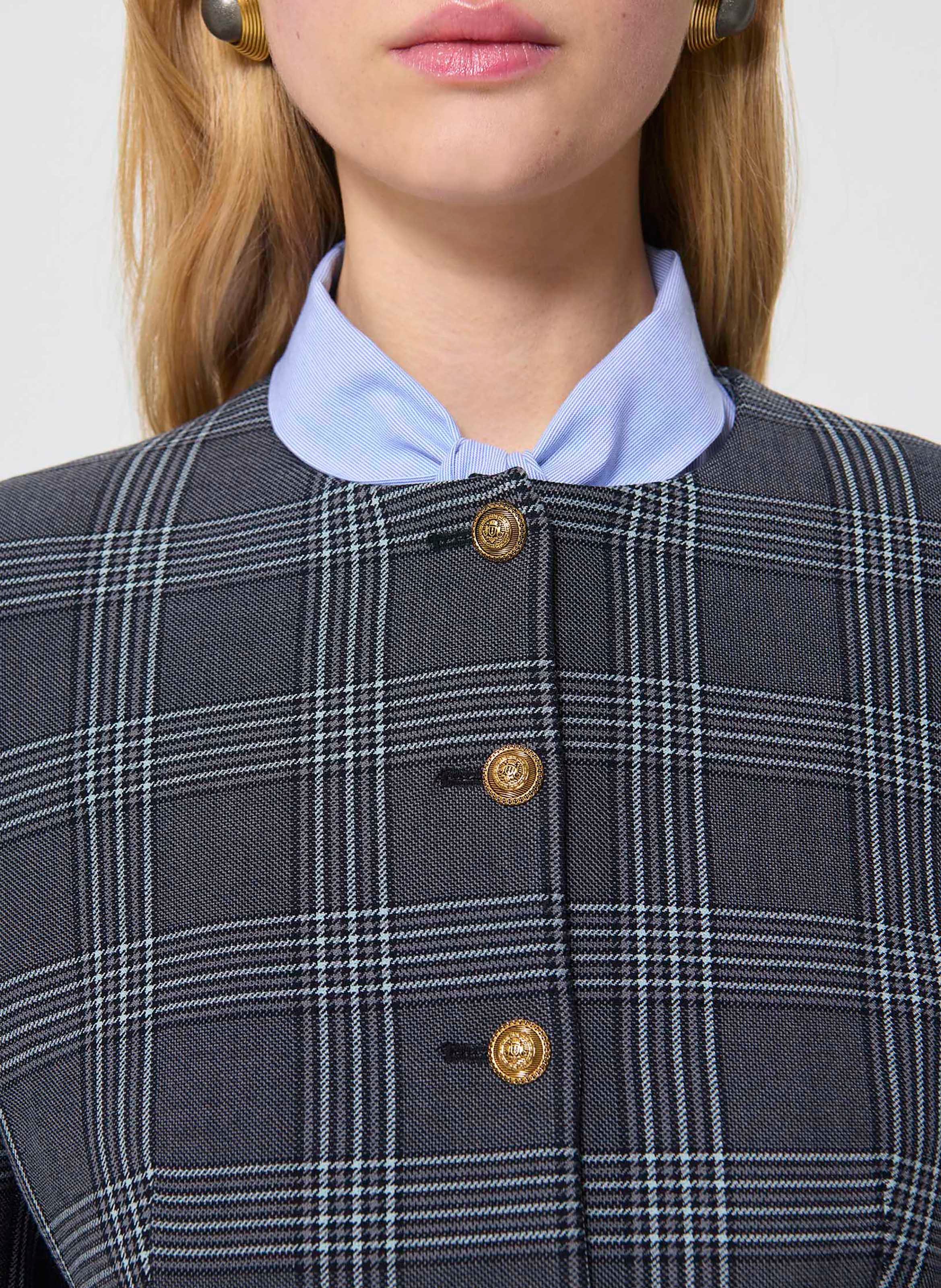 Round neck checkered print jacket TARA JARMON Grey