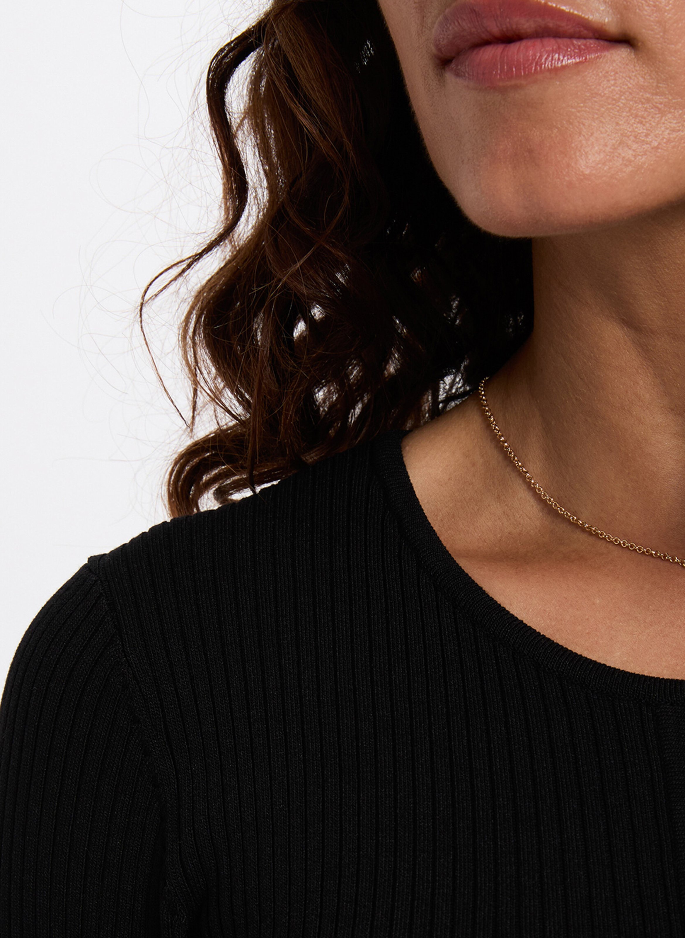 Round-neck knit midi dress MORGAN Black