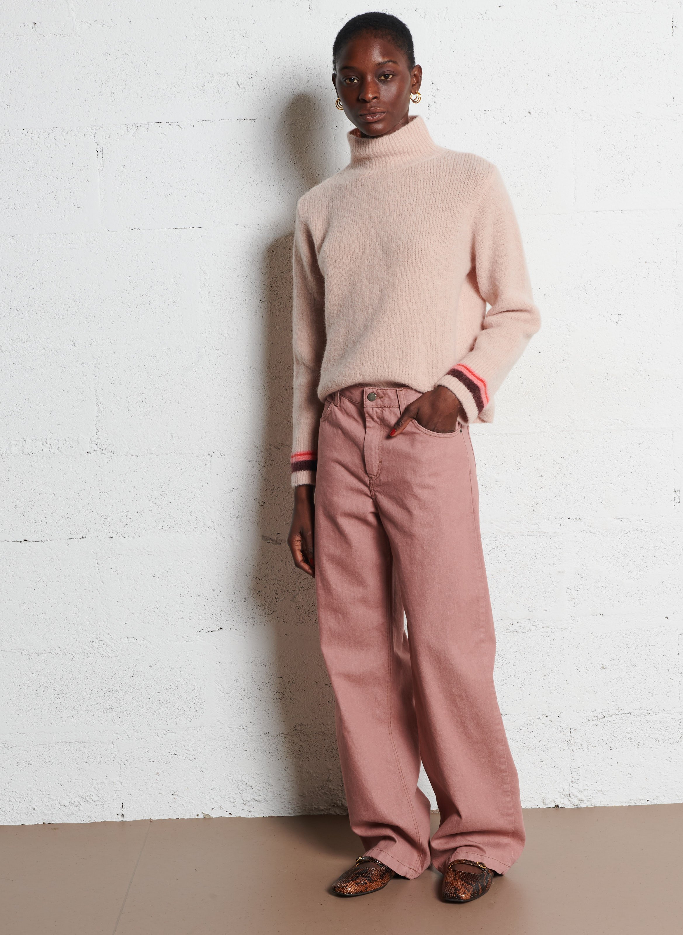 Jean droit uni en coton bio SOEUR Rose