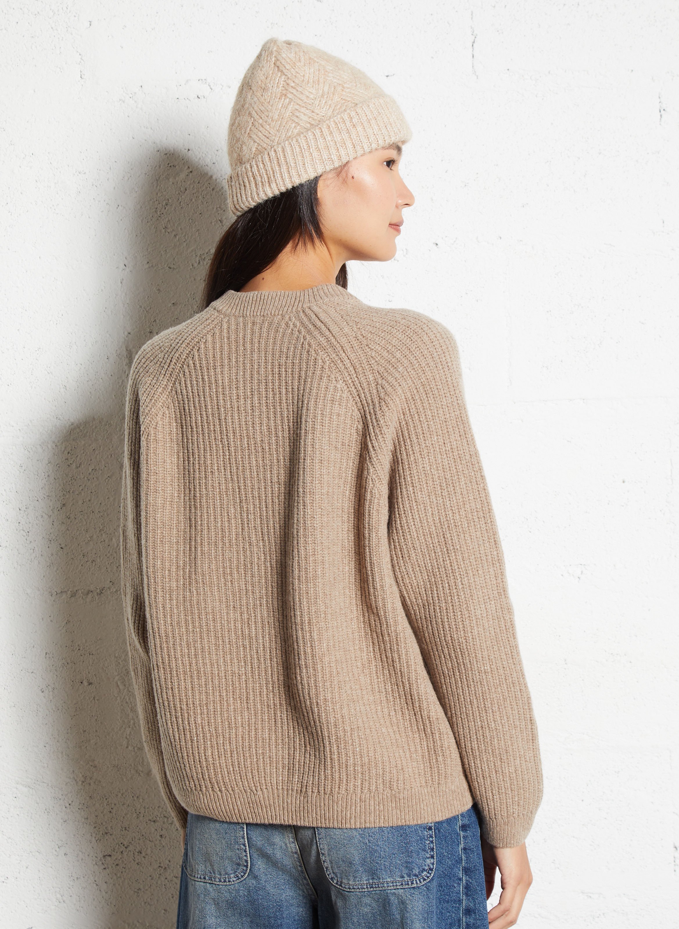 Cardigan boutonné en maille côtelée ARMOR LUX Beige