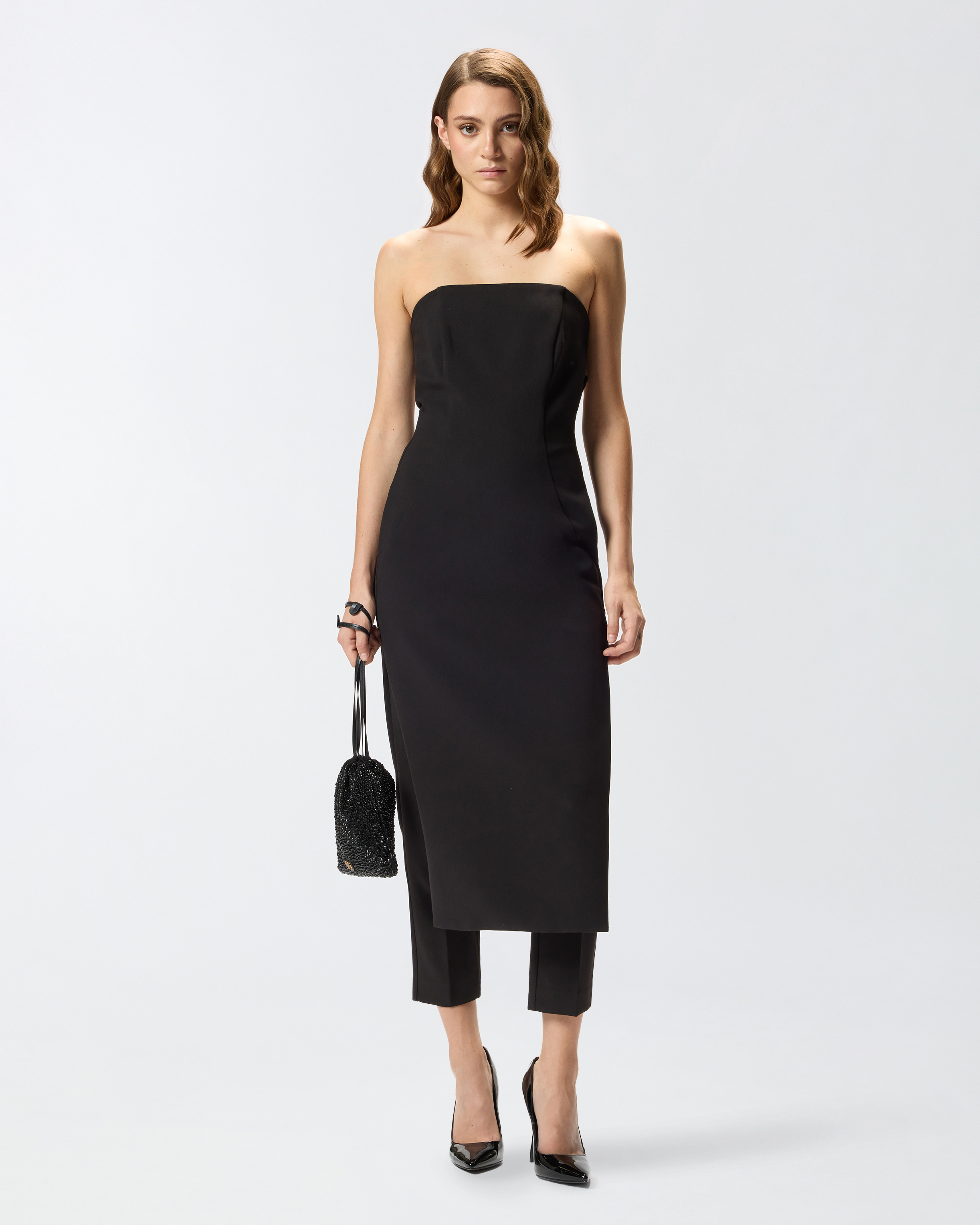 One-piece jumpsuit with skirt front effect. PINKO Black