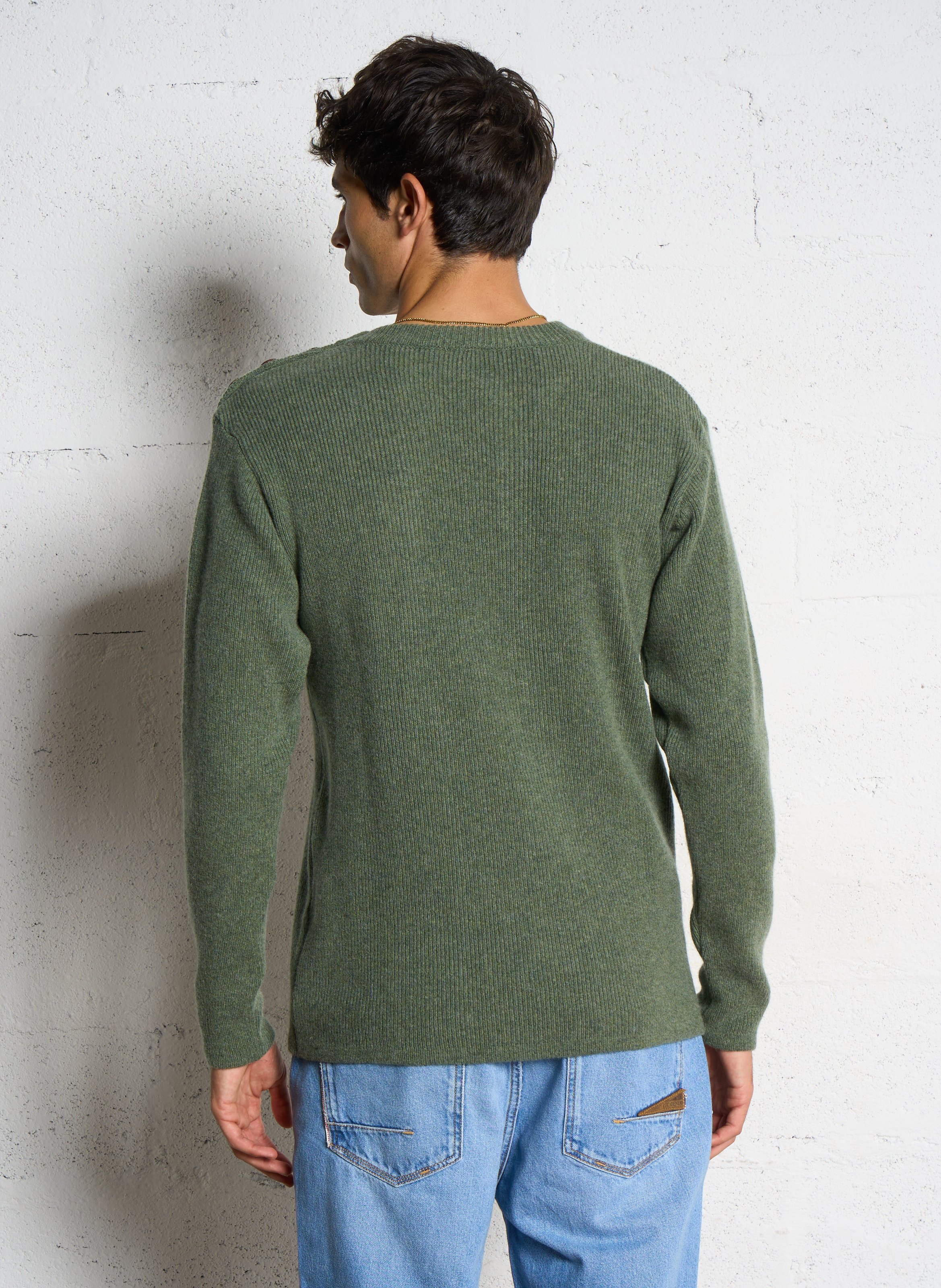 Pull col rond en laine d'agneau  ARMOR LUX Kaki